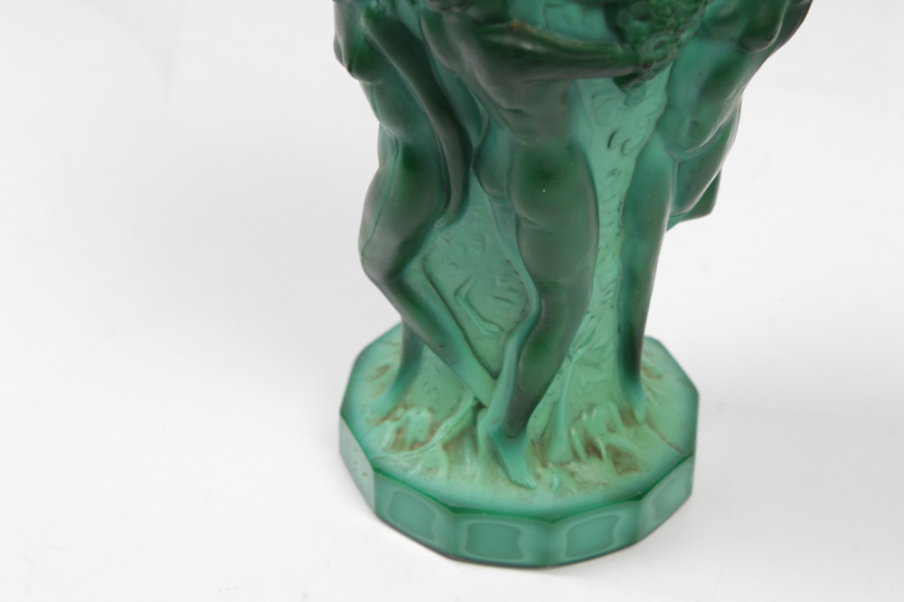 Hoffmann and Schlevogt Art Deco Malachite Glass Vase