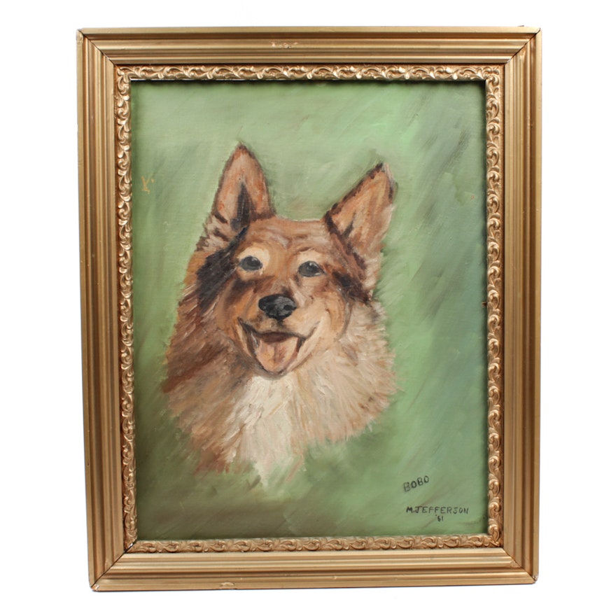 Vintage M. Jefferson Painting of a Dog