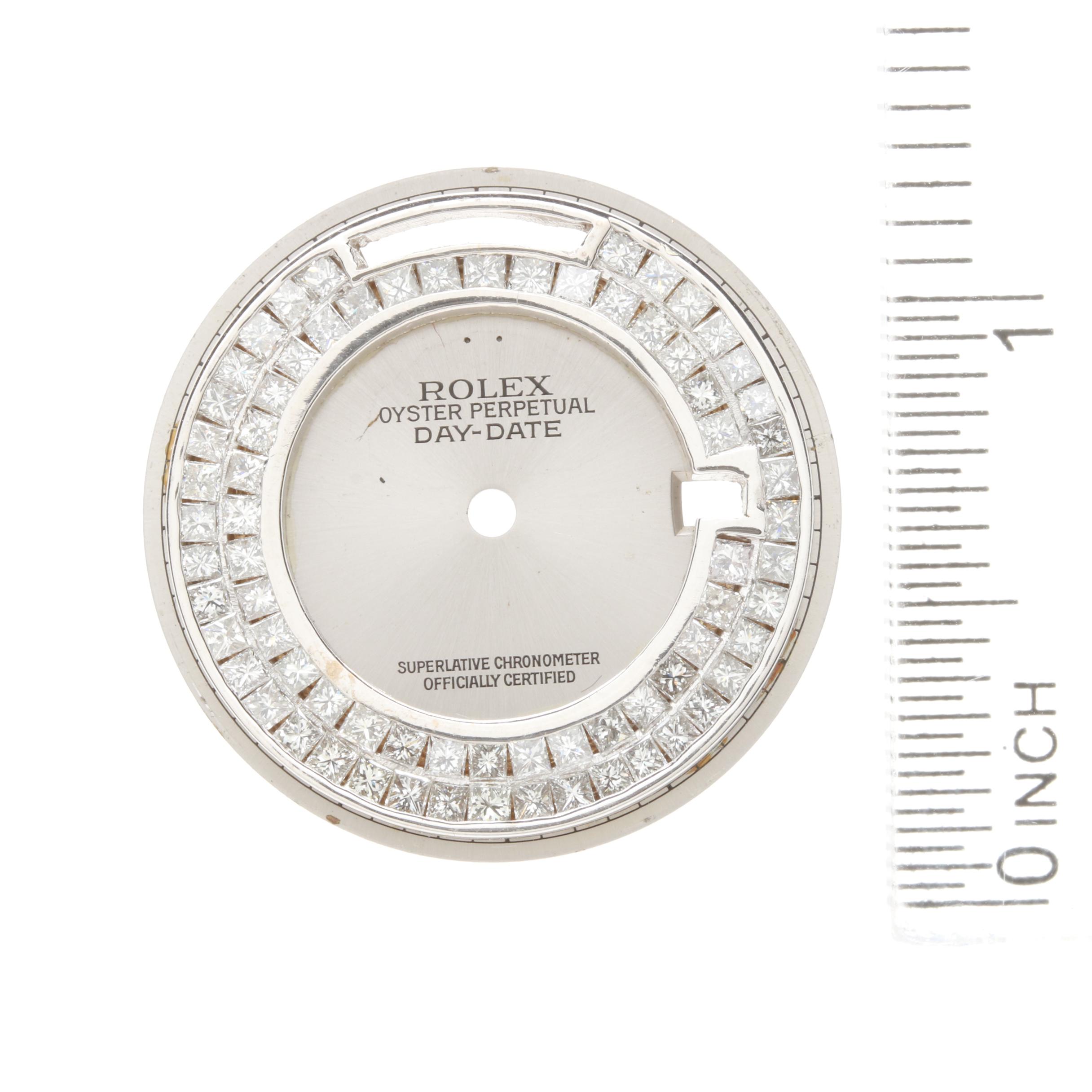 Rolex Oyster Perpetual Day - Date 10K White Gold Dial Set with 2.16 CTW Diamonds