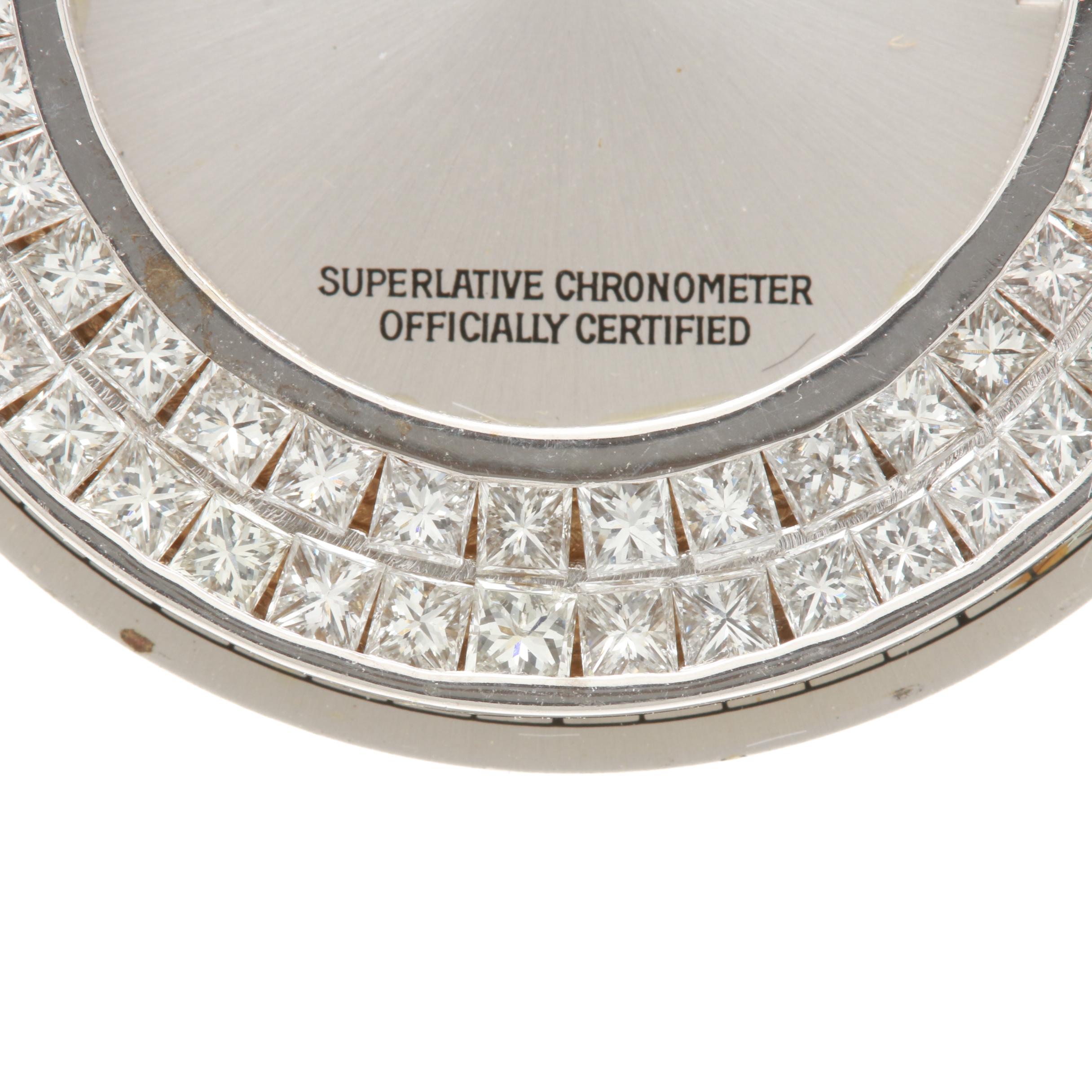 Rolex Oyster Perpetual Day - Date 10K White Gold Dial Set with 2.16 CTW Diamonds