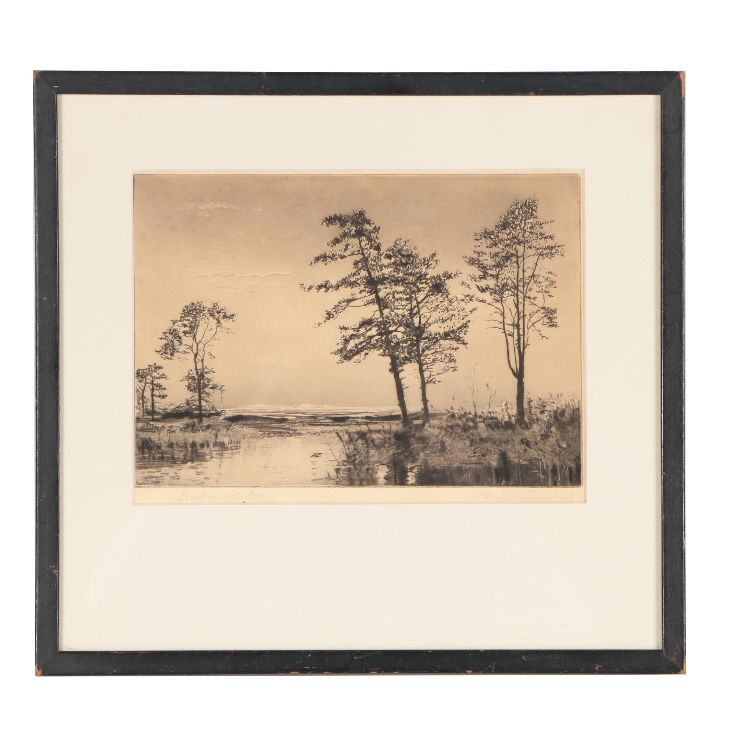 Andrew Watson Turnbull Mezzotint "Frost in the Air"