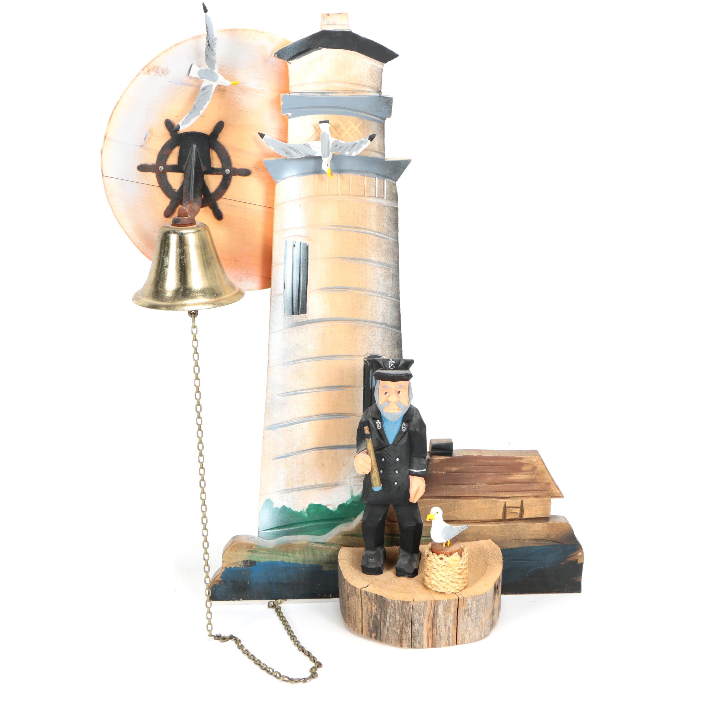 Edward “Pudge” DeGraff Hand-Carved Lighthouse Sculpture