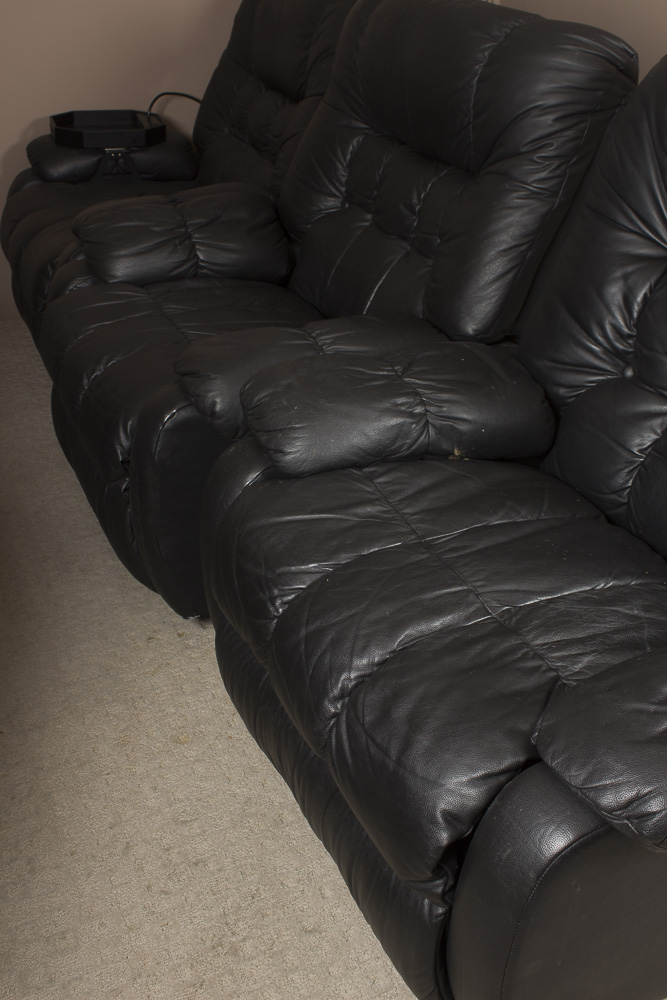 Black Faux Leather Recliner by First & Best Furniture Company