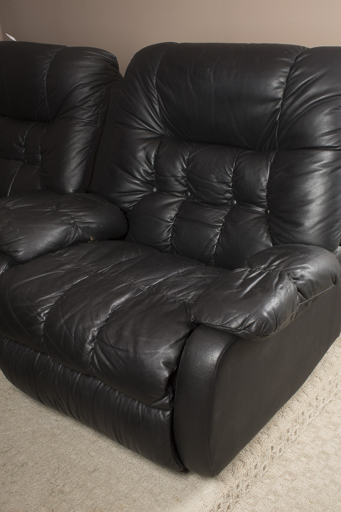 Black Faux Leather Recliner by First & Best Furniture Company