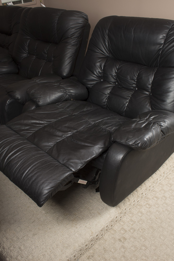 Black Faux Leather Recliner by First & Best Furniture Company