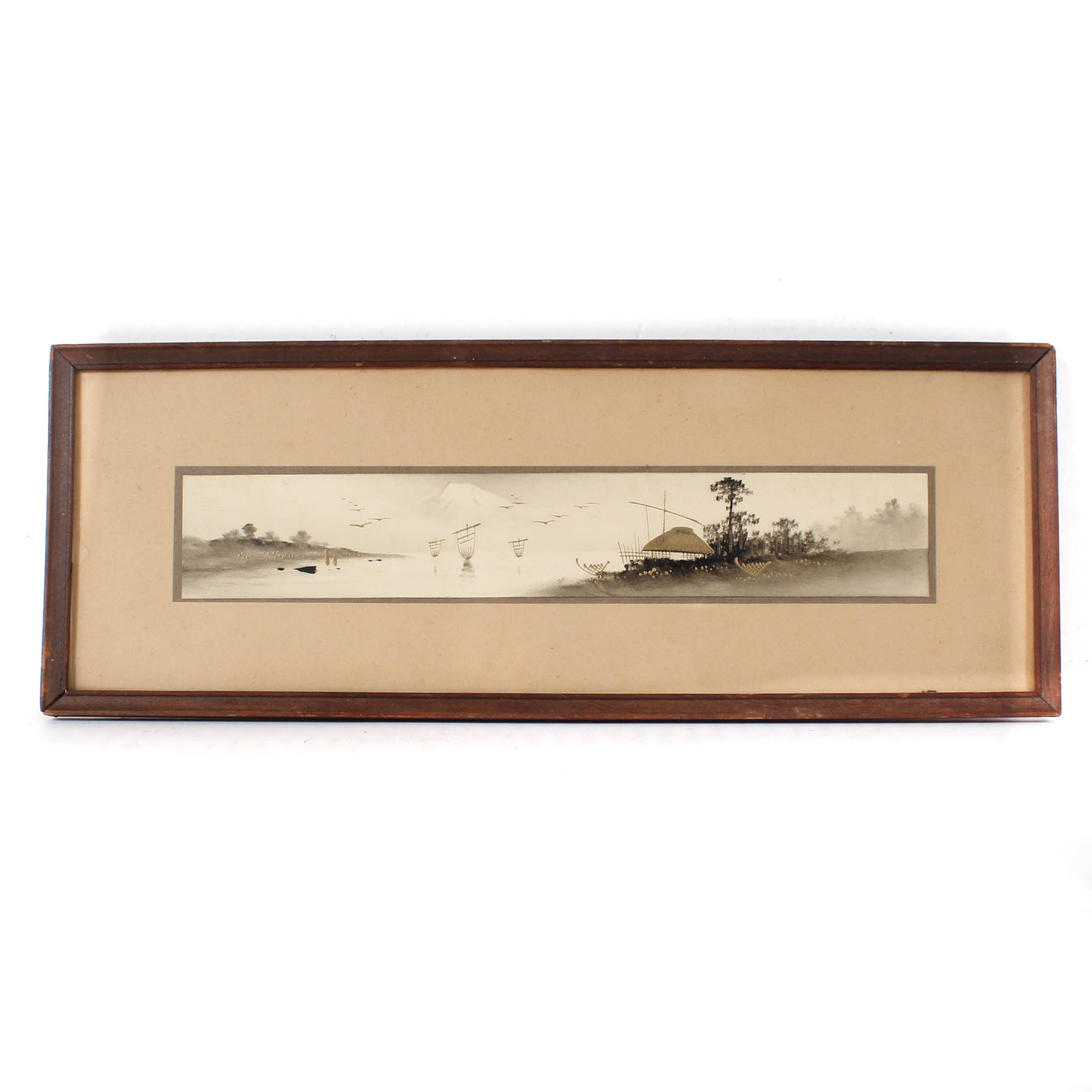 Vintage Japanese Hand Embellished Lithograph