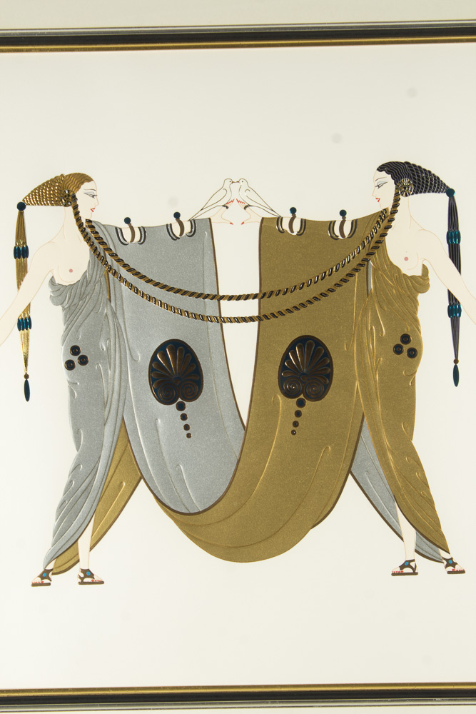 Erte Embossed Serigraph "Sisters"