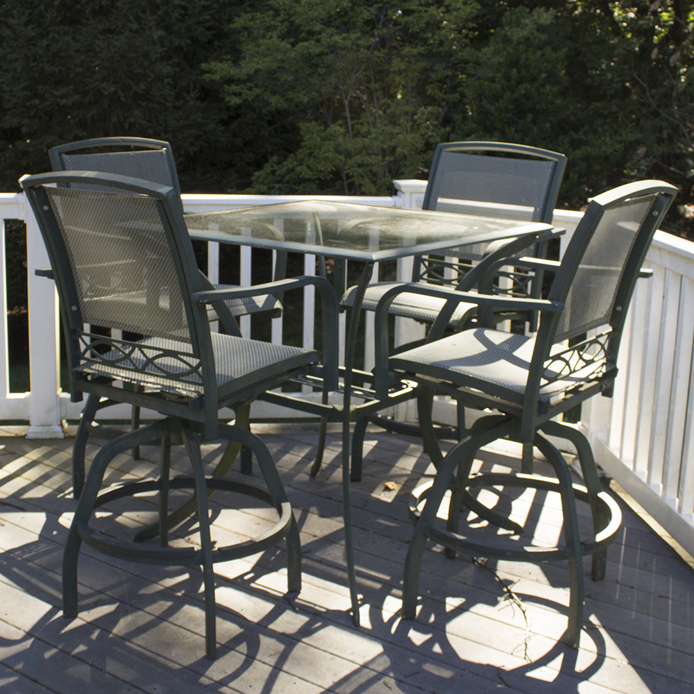 Agio Glass Top Metal Patio Table with Chairs
