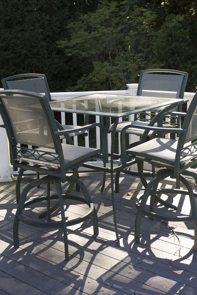 Agio Glass Top Metal Patio Table with Chairs
