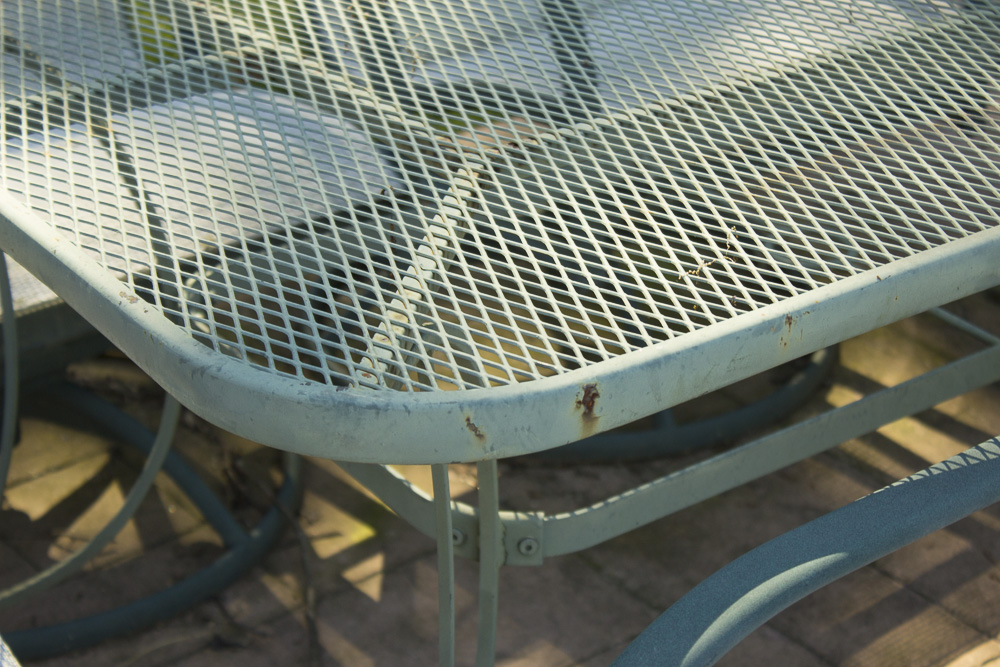 Metal Patio Dining Table with Spring Rocker Armchairs