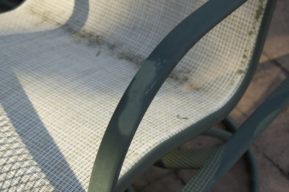 Metal Patio Dining Table with Spring Rocker Armchairs