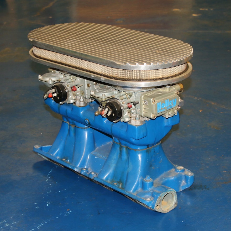 Weiand Dual-Carburetor Intake, Holley Carburetors, and Aluminum Air Cleaner