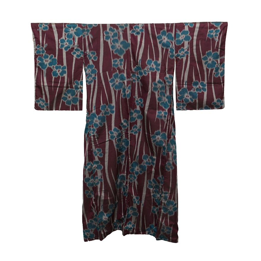Circa 1915 Antique Handwoven Omeshi Brocade Silk Kimono