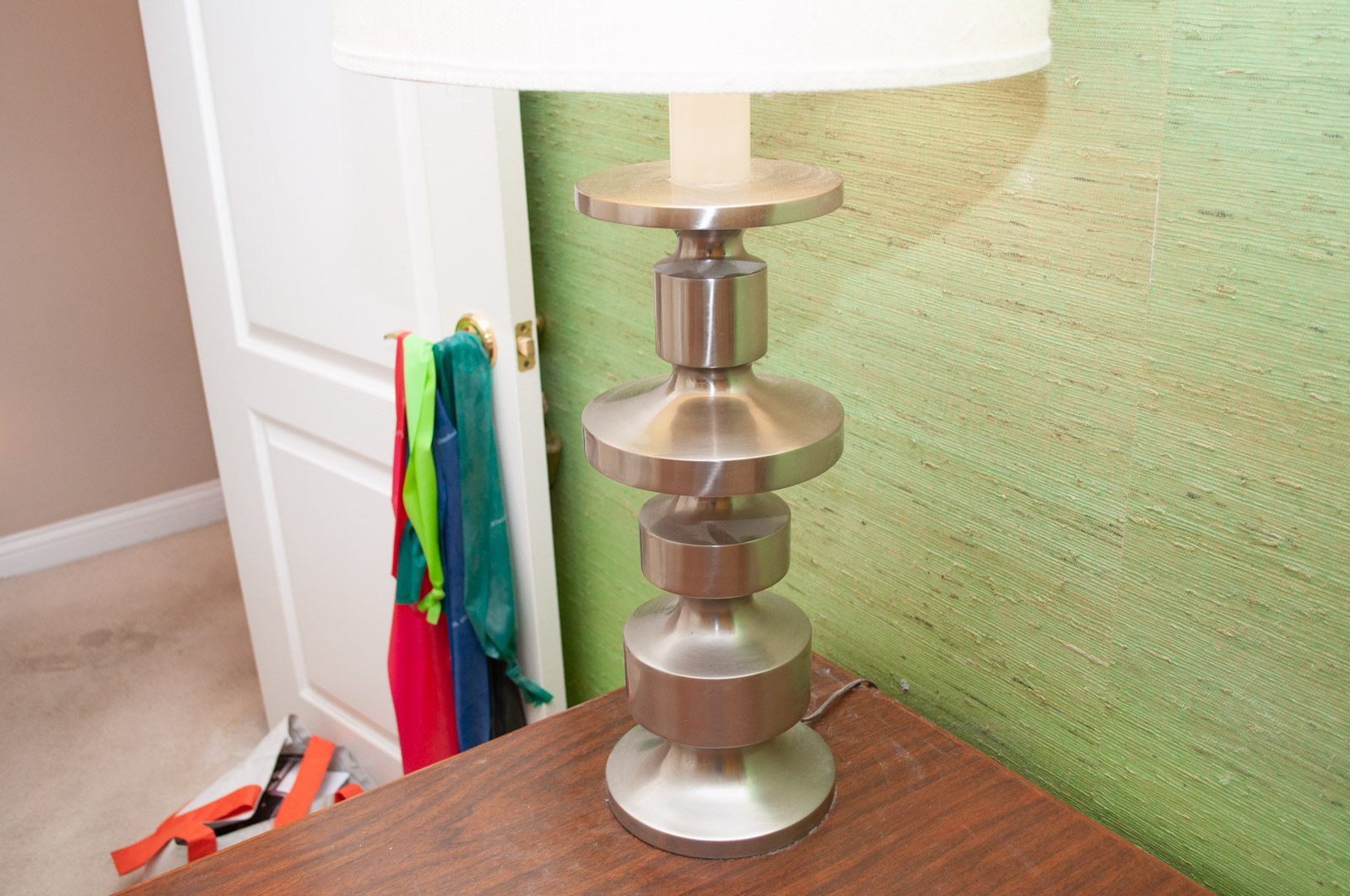 Mid Century Modern Oversize Brushed Chrome Table Lamp