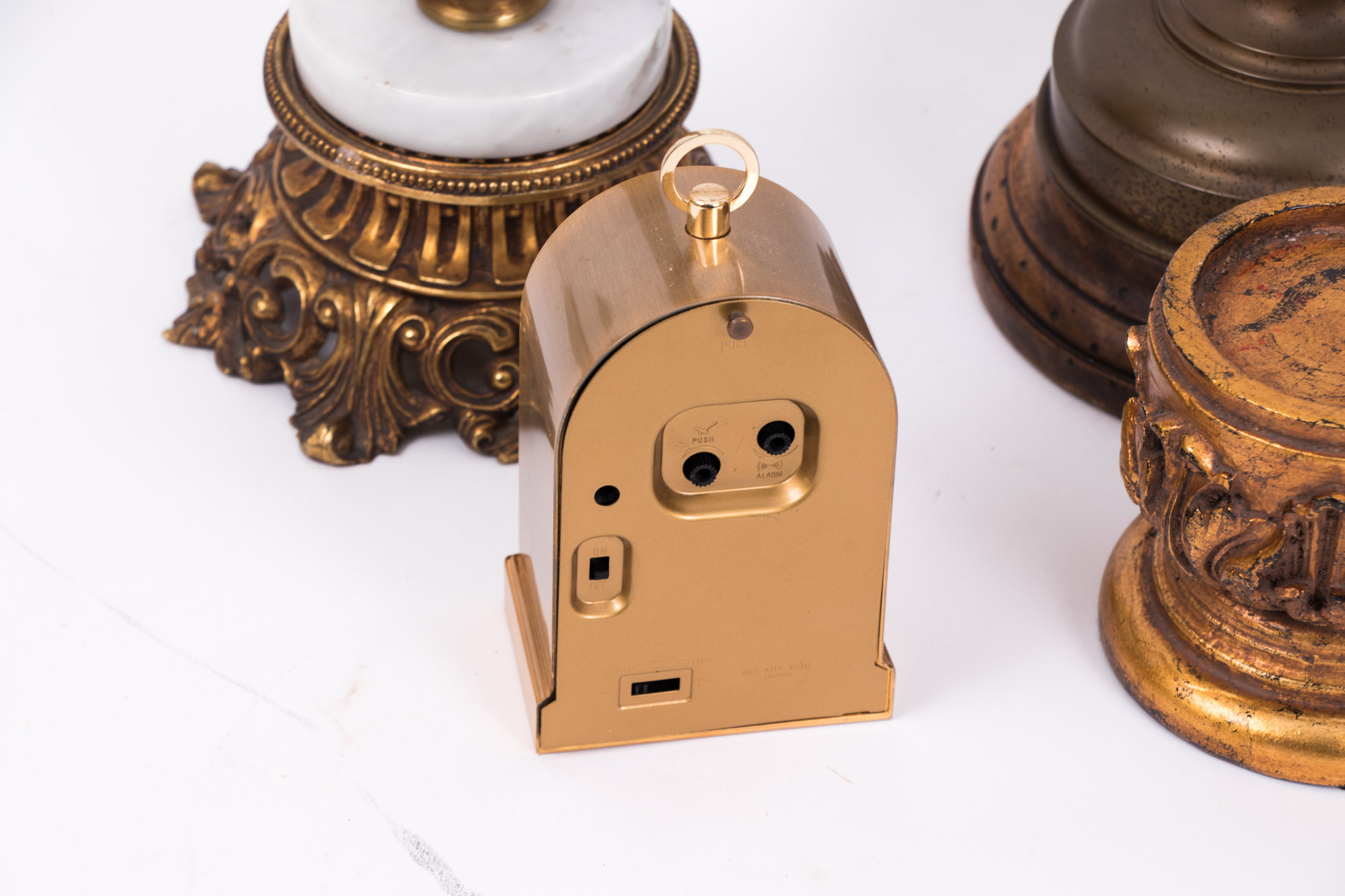 Vintage Gold Toned Home Decor including Waterford and Linden Desk Clocks