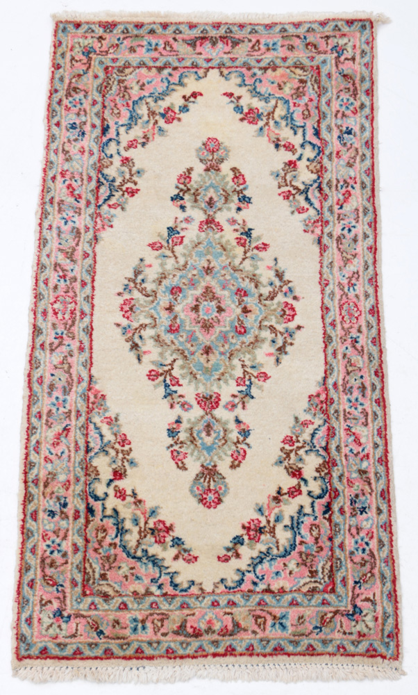 Vintage Hand-Knotted Persian Kerman Accent Rug