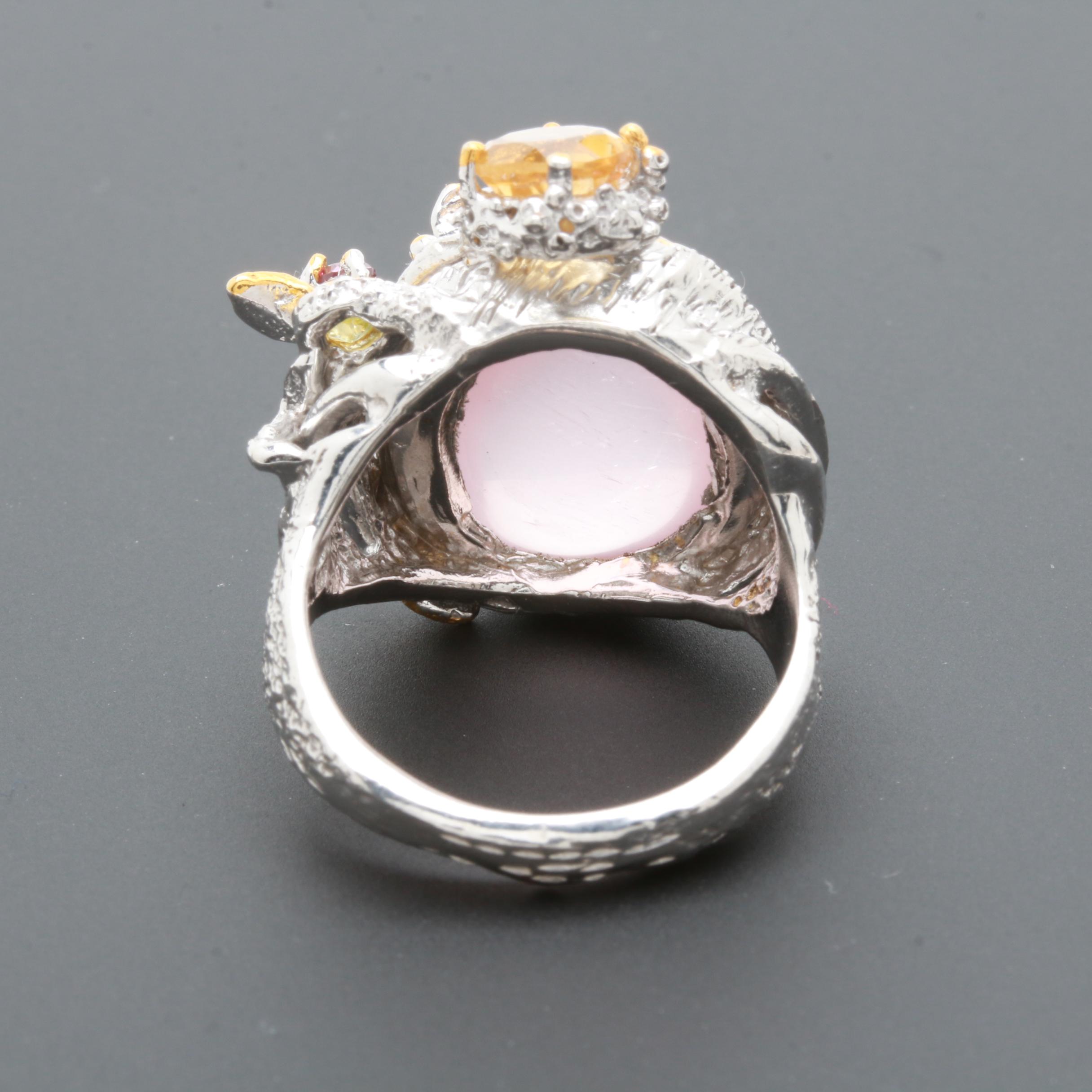 Sterling Silver Rose Quartz, Citrine and Rhodolite Garnet Jewelry