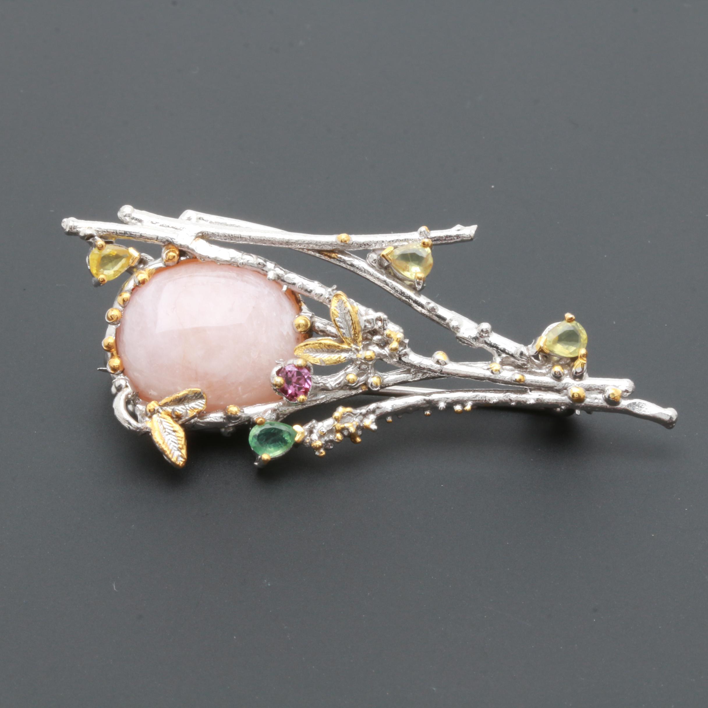 Sterling Silver Rose Quartz, Citrine and Rhodolite Garnet Jewelry