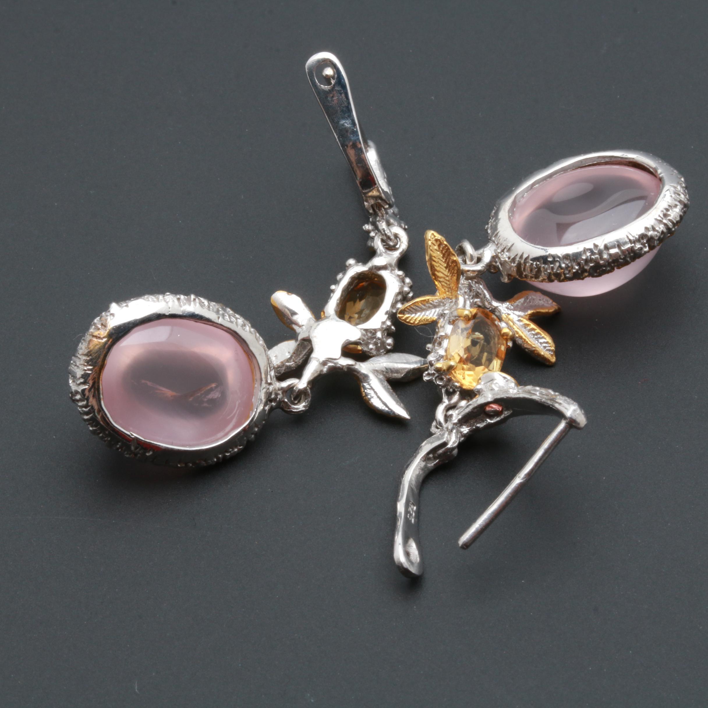 Sterling Silver Rose Quartz, Citrine and Rhodolite Garnet Jewelry
