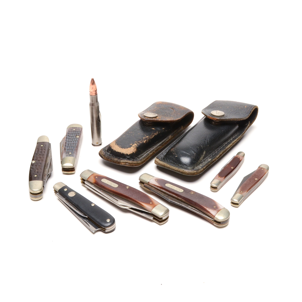Vintage Pocket Knives Featuring Buck and Old Timer