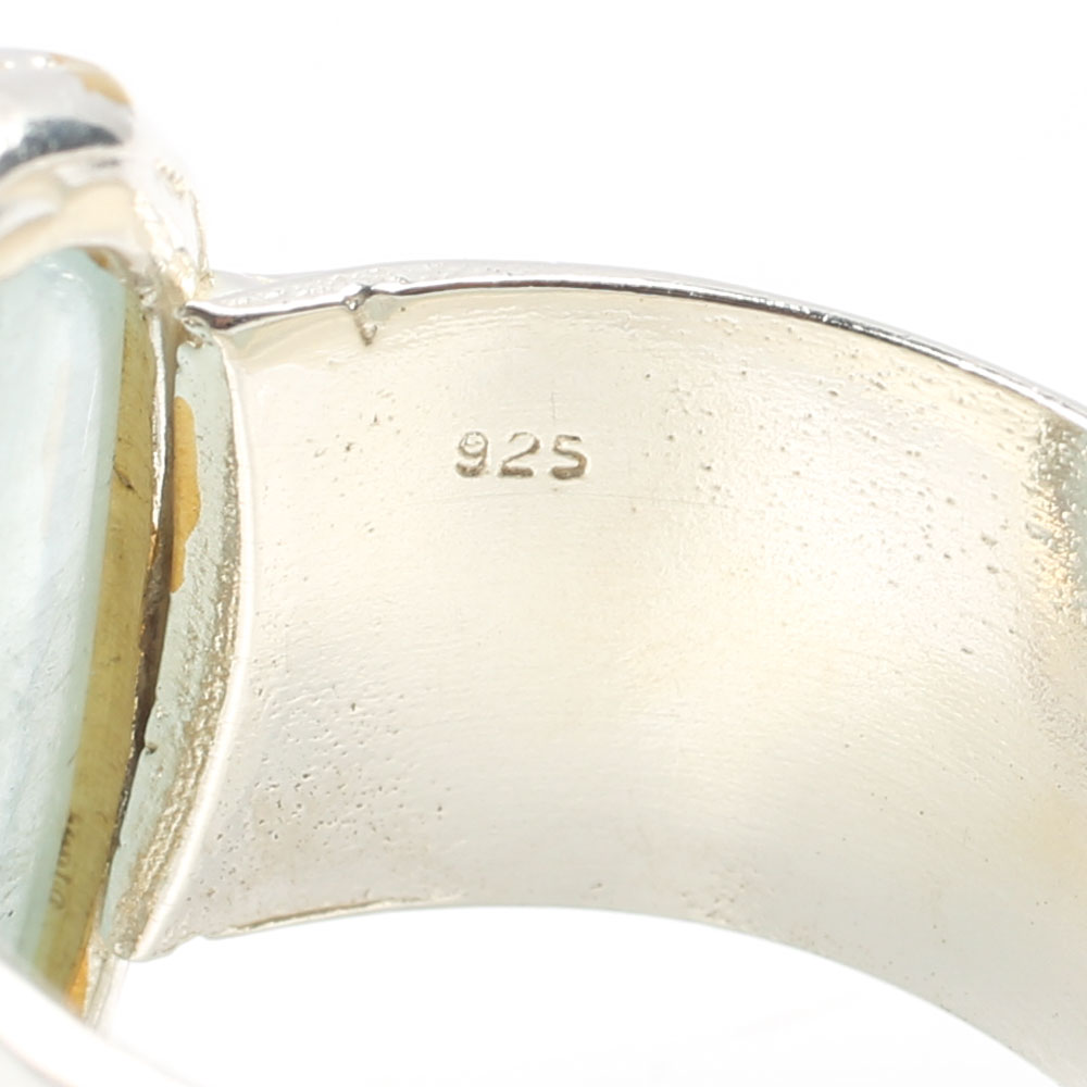 Sterling Silver 7.35 CT Aquamarine and Garnet Ring