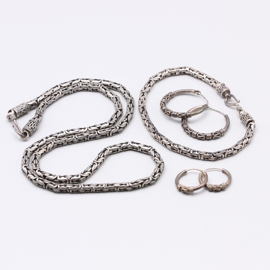 Sterling Silver Necklace, Bracelet, and Earring Selection