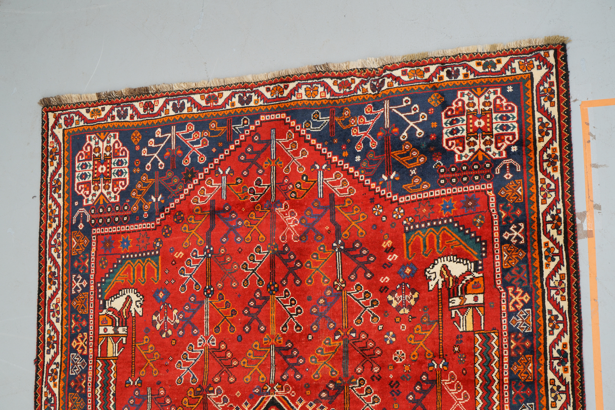 Hand-Knotted Persian Qashqai Wool Area Rug