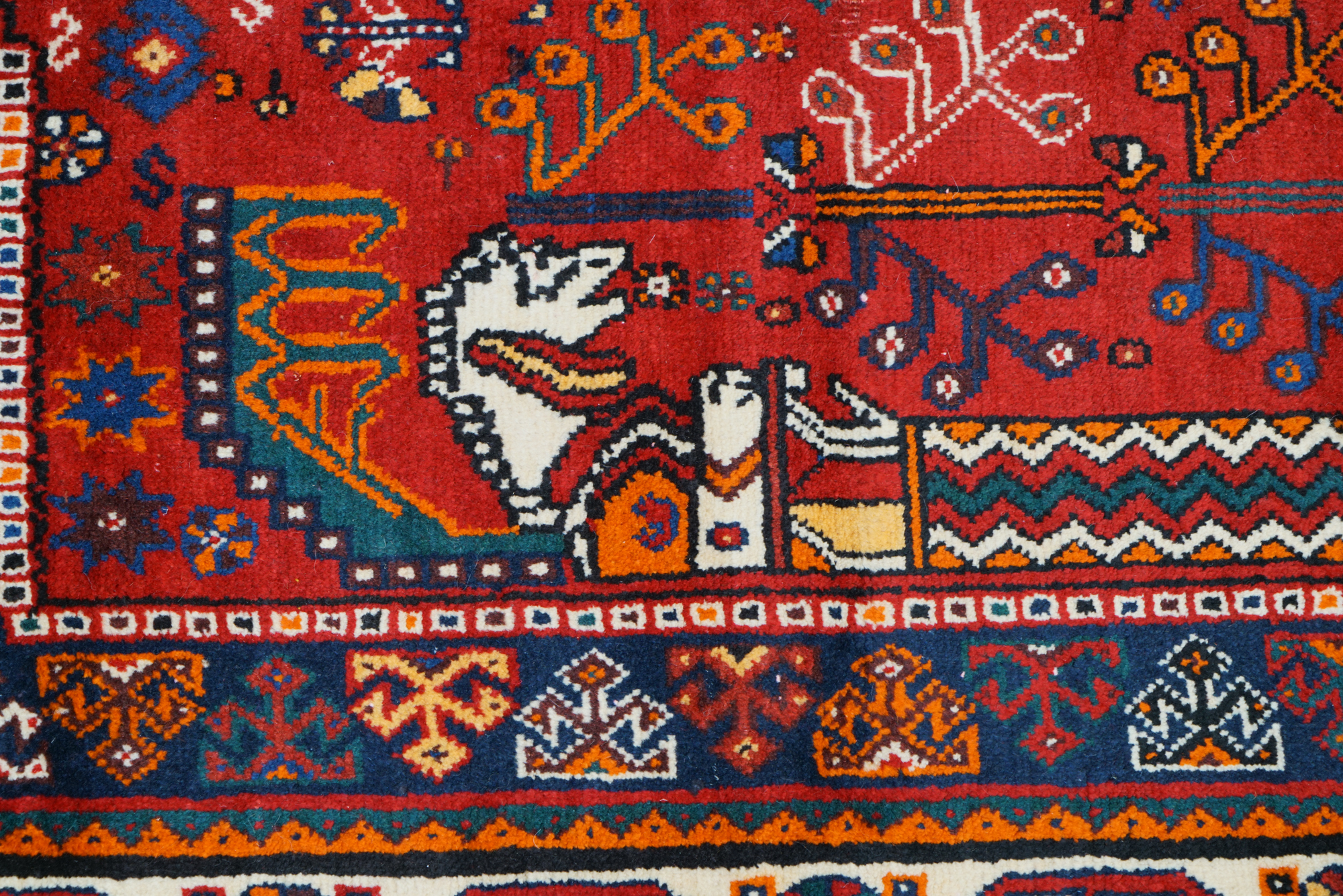 Hand-Knotted Persian Qashqai Wool Area Rug