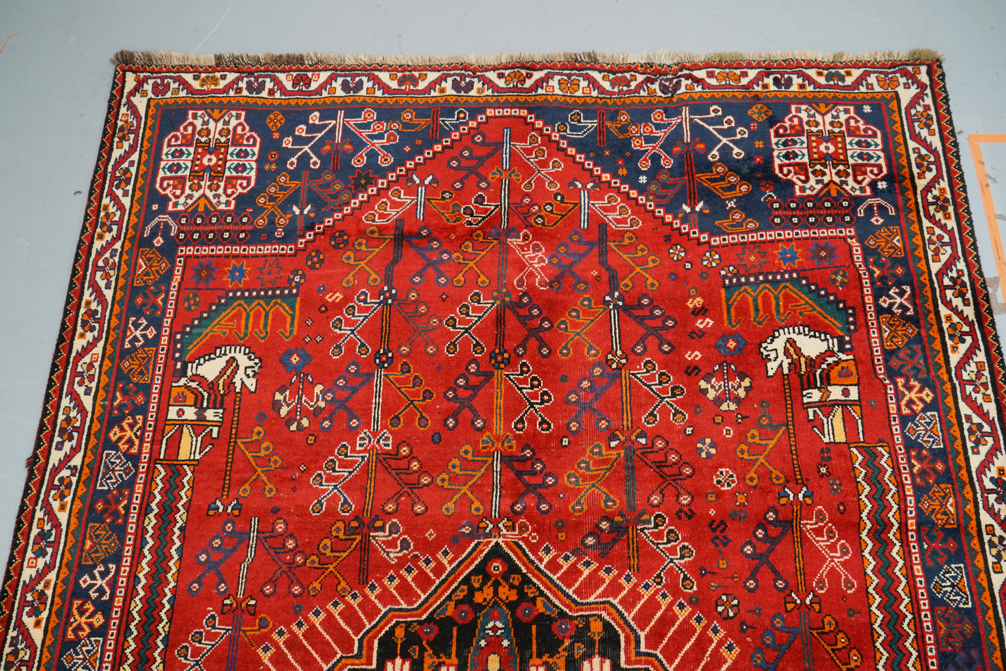 Hand-Knotted Persian Qashqai Wool Area Rug