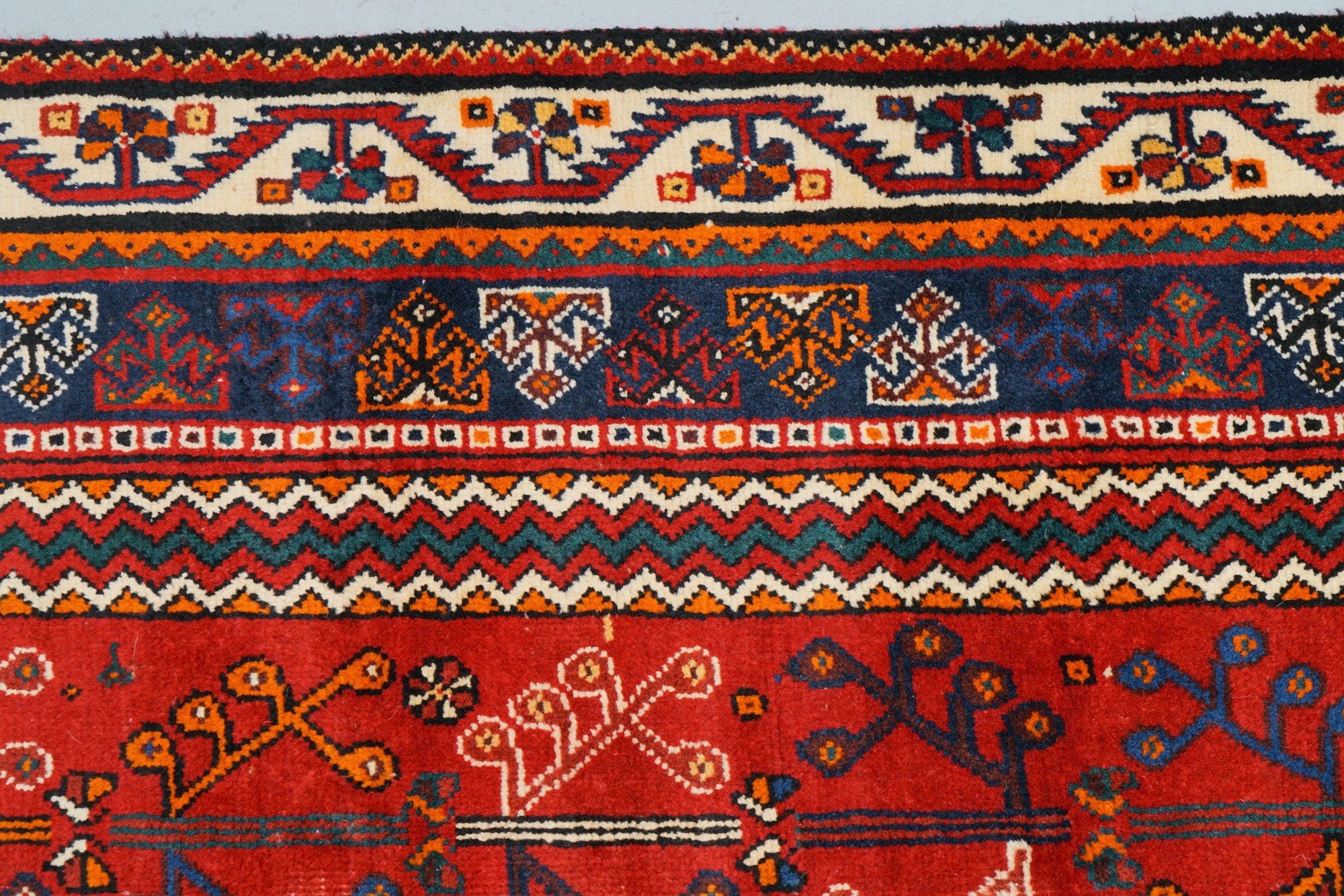 Hand-Knotted Persian Qashqai Wool Area Rug