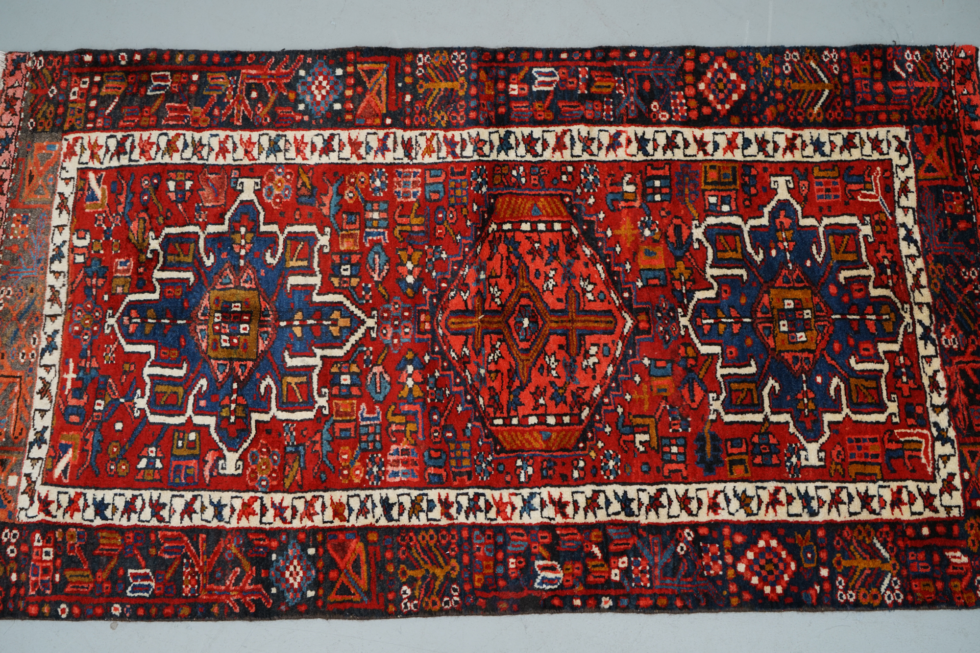 Hand-Knotted Persian Karaja Heriz Wool Accent Rug