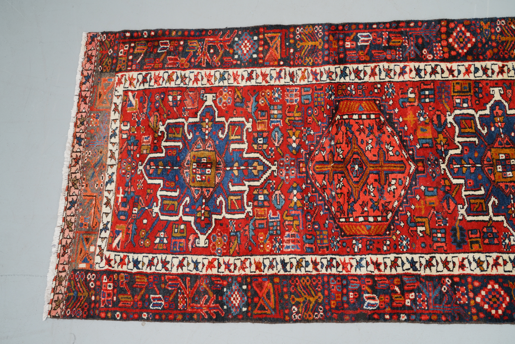Hand-Knotted Persian Karaja Heriz Wool Accent Rug