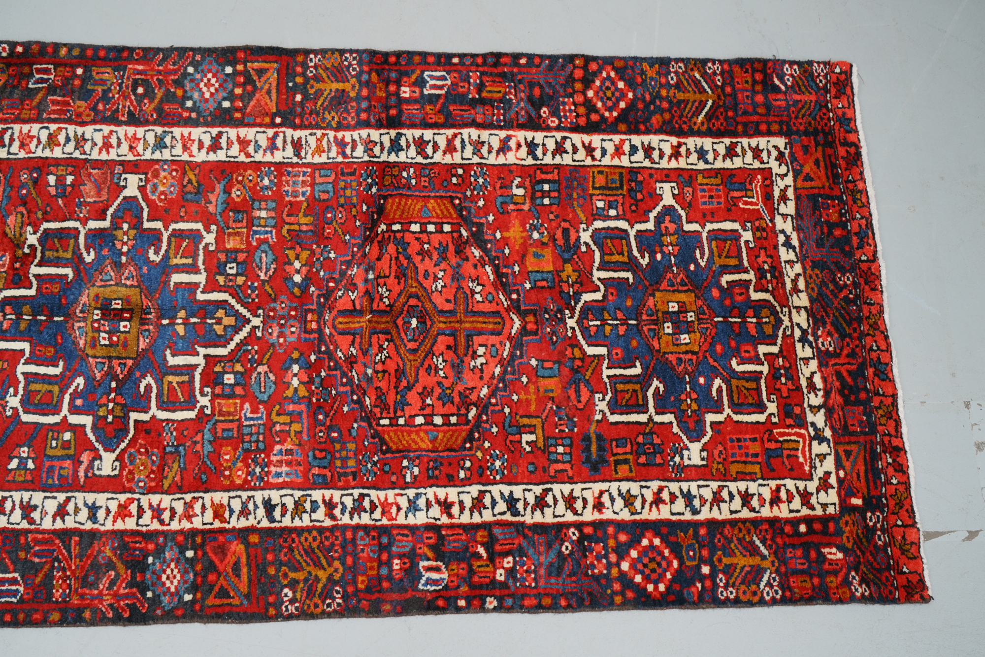Hand-Knotted Persian Karaja Heriz Wool Accent Rug