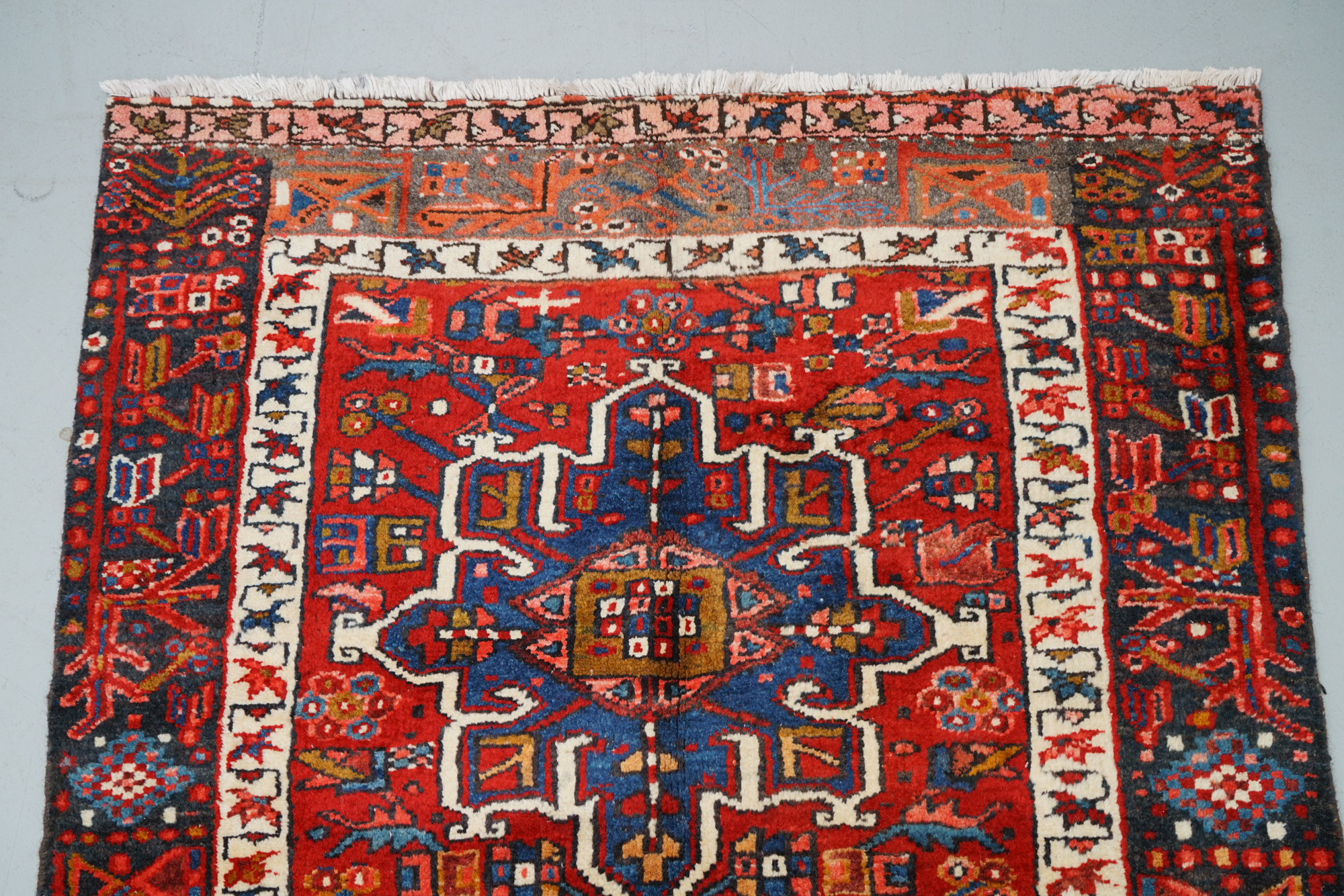 Hand-Knotted Persian Karaja Heriz Wool Accent Rug