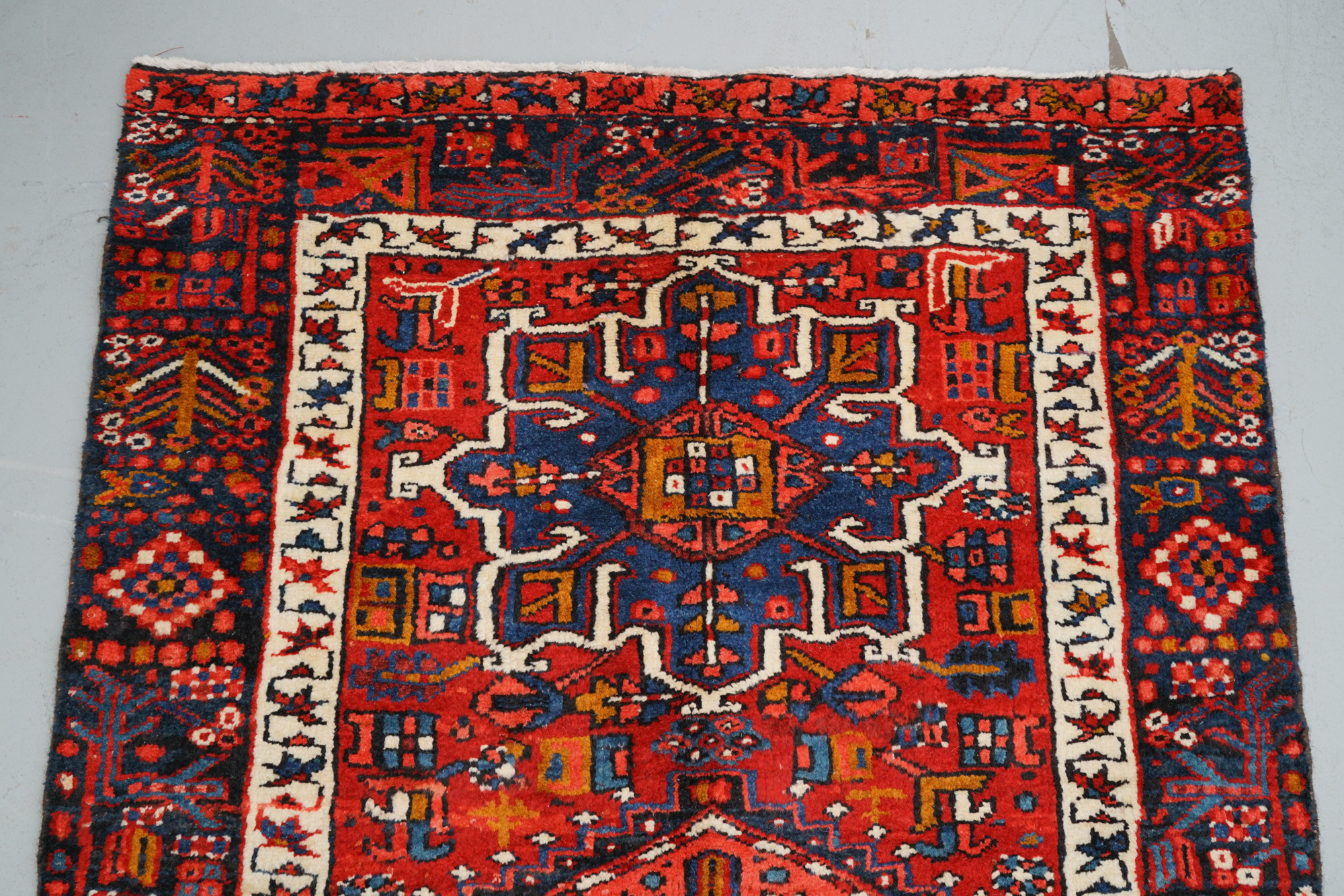 Hand-Knotted Persian Karaja Heriz Wool Accent Rug
