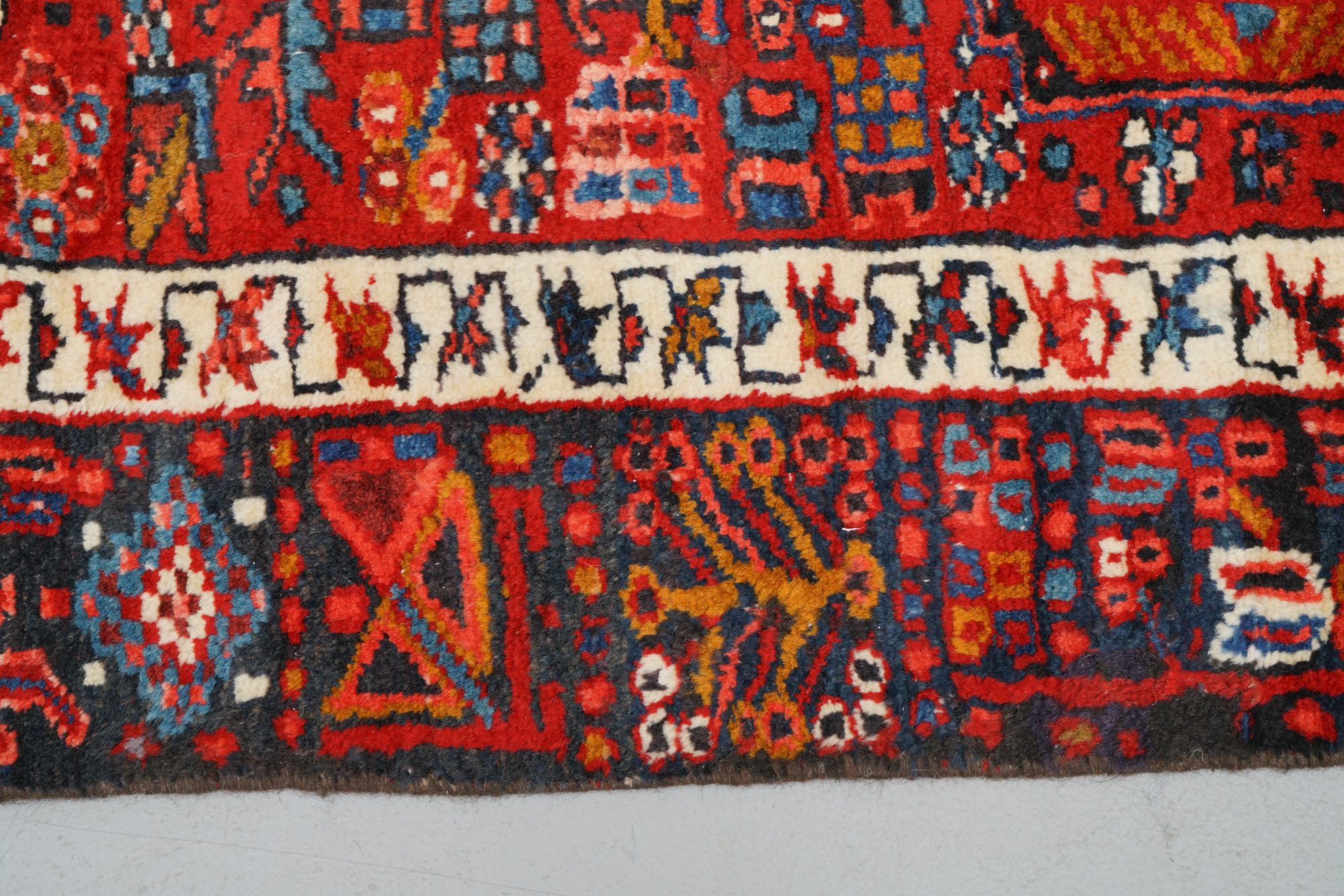 Hand-Knotted Persian Karaja Heriz Wool Accent Rug