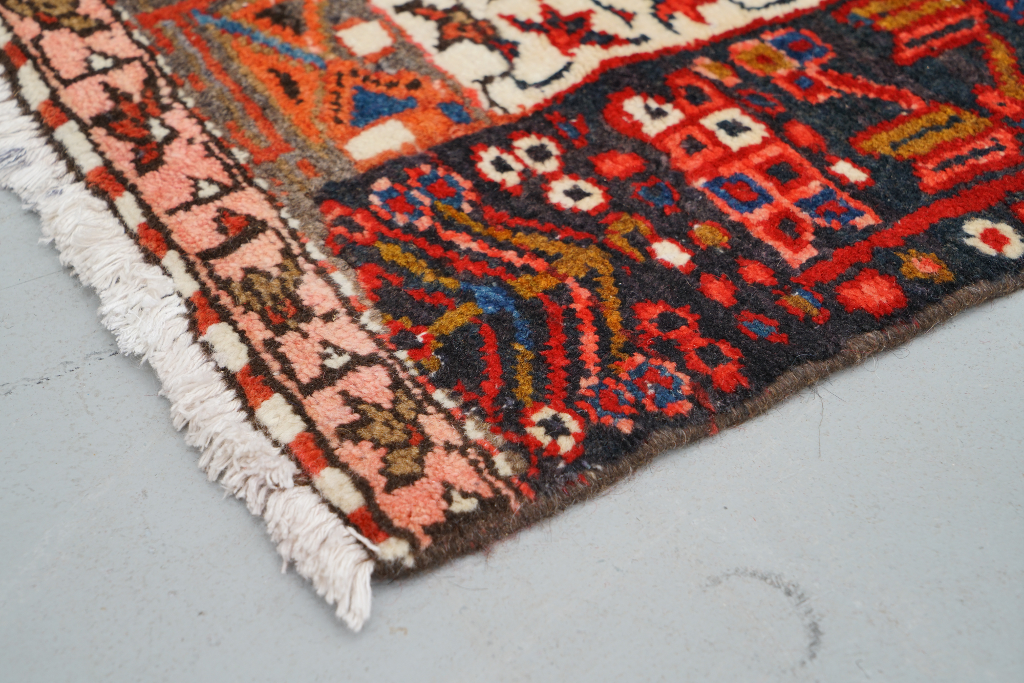 Hand-Knotted Persian Karaja Heriz Wool Accent Rug