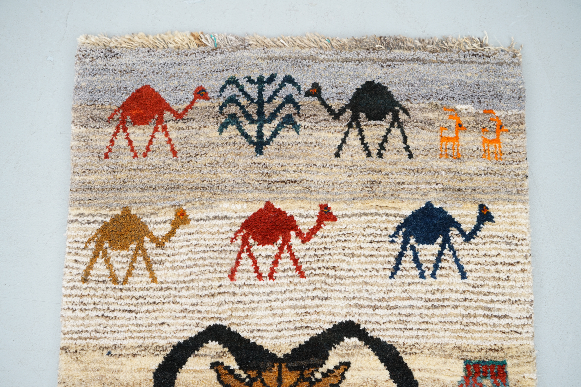 Hand-Knotted Persian Gabbeh Pictorial Wool Accent Rug