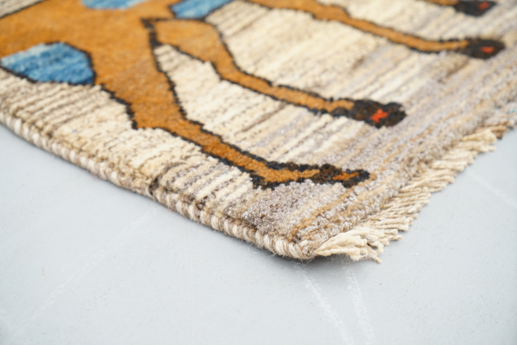 Hand-Knotted Persian Gabbeh Pictorial Wool Accent Rug