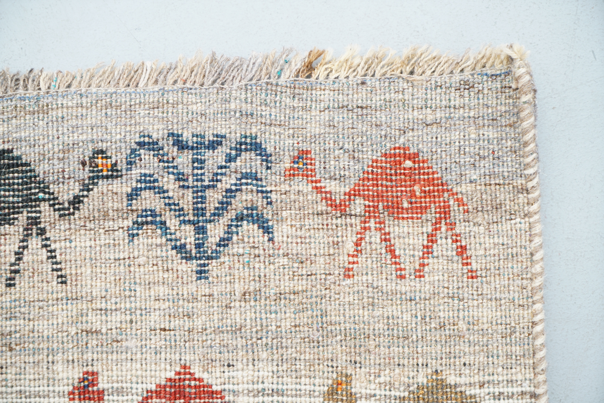 Hand-Knotted Persian Gabbeh Pictorial Wool Accent Rug