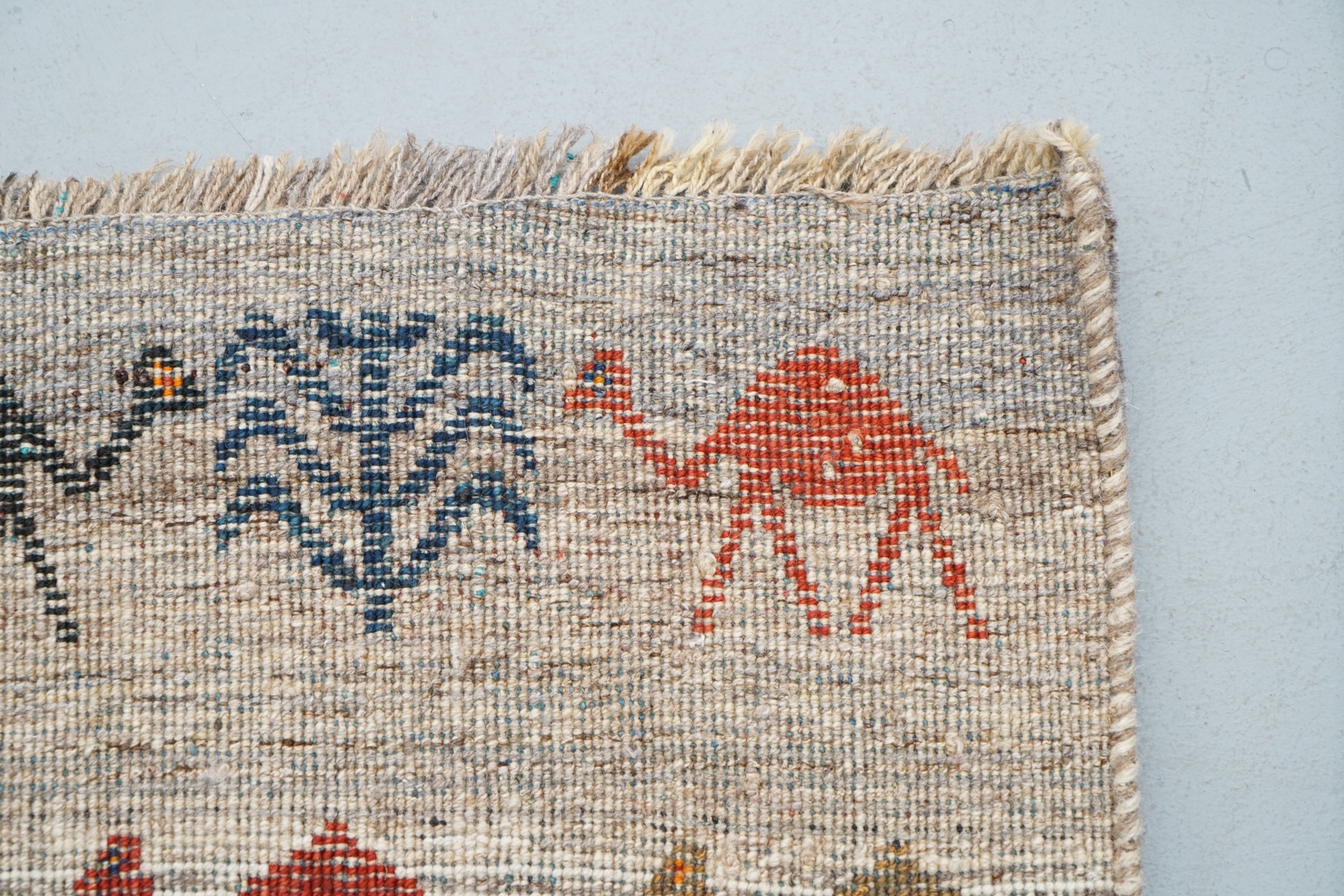 Hand-Knotted Persian Gabbeh Pictorial Wool Accent Rug