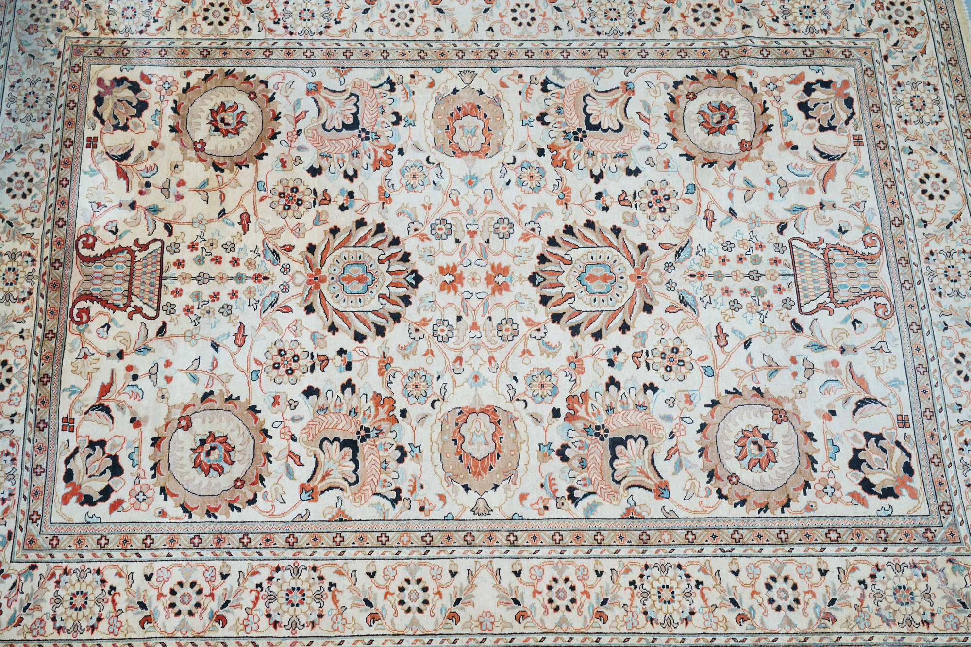 Hand-Knotted Indo-Persian "Vase" Wool Room Sized Rug