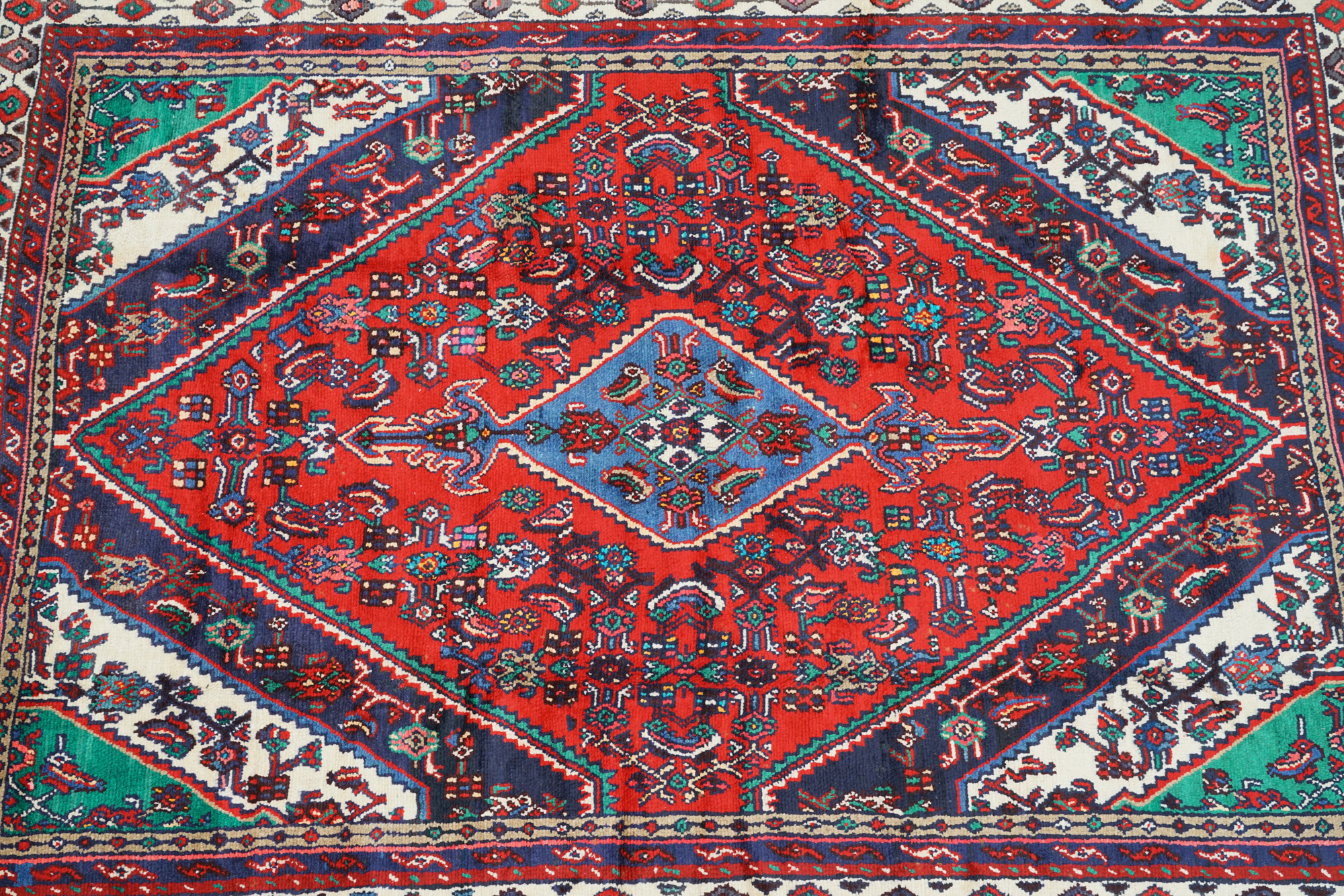 Hand-Knotted Persian Hamadan Wool Area Rug