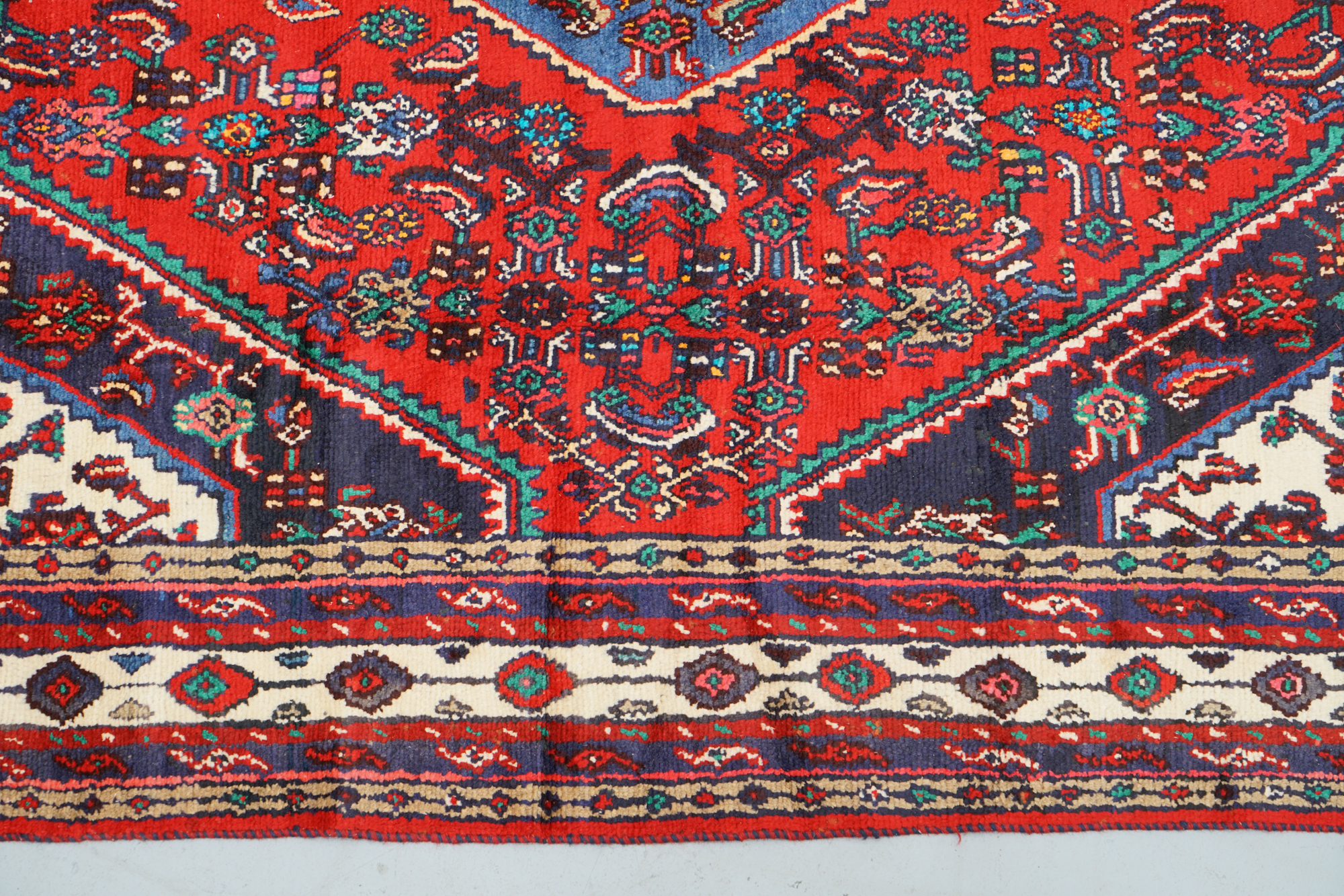 Hand-Knotted Persian Hamadan Wool Area Rug