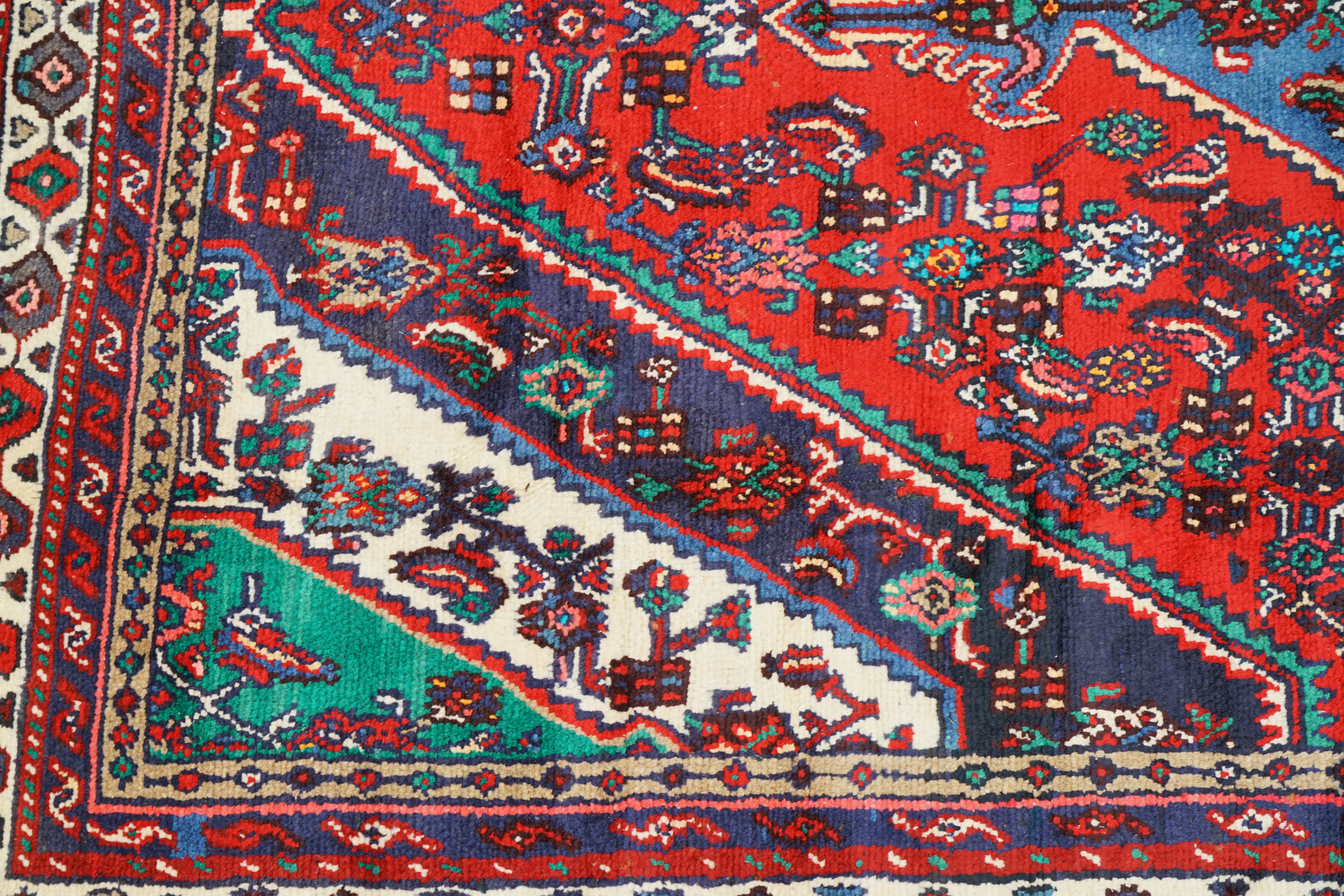 Hand-Knotted Persian Hamadan Wool Area Rug