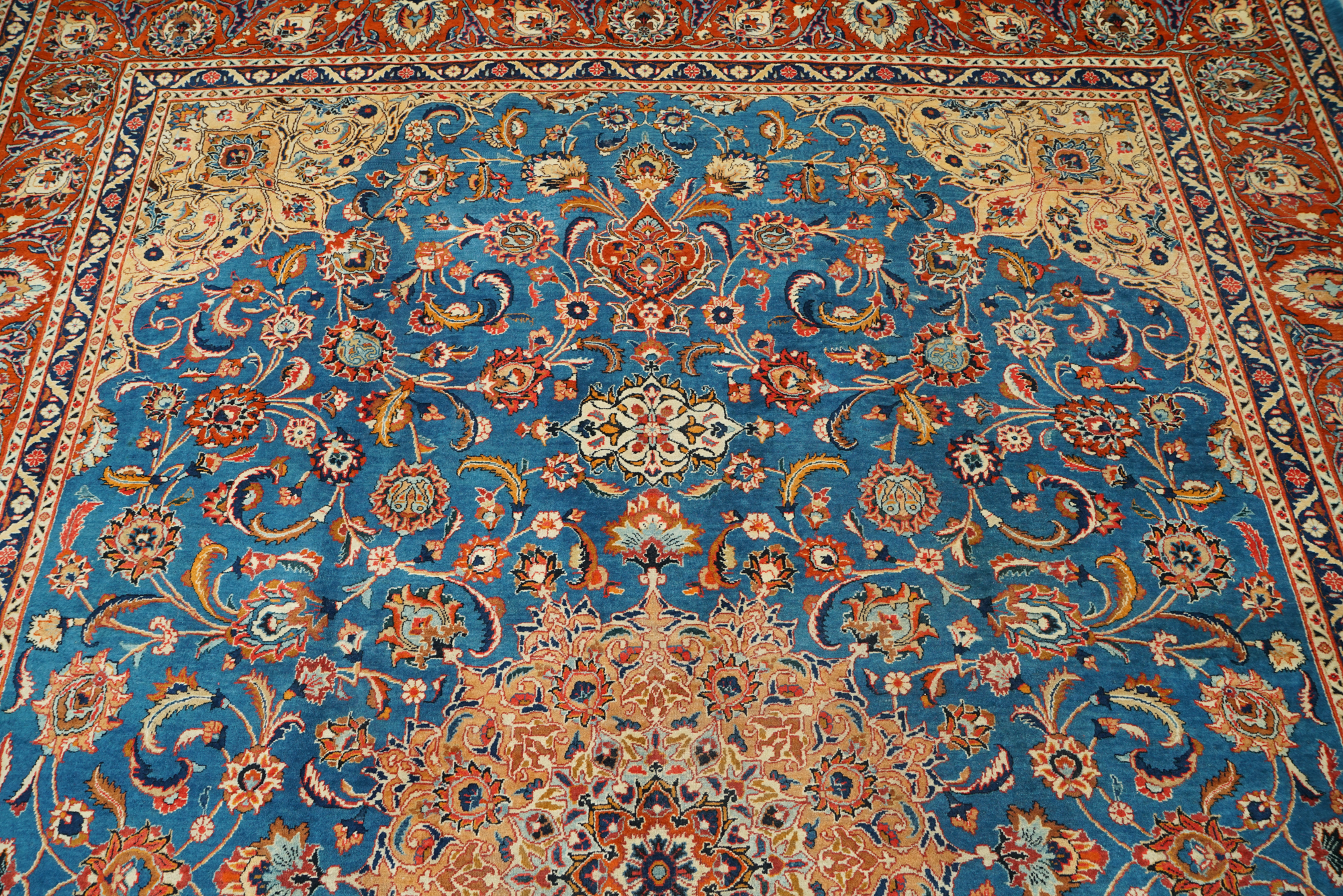 Hand-Knotted Persian Qom Wool Room Sized Rug