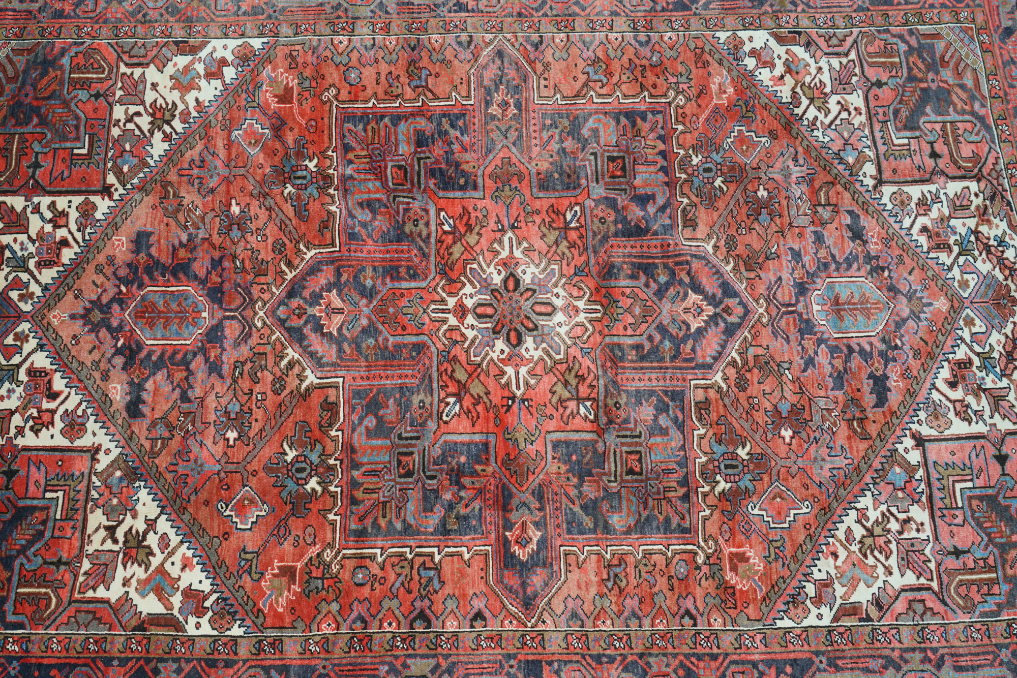 Hand-Knotted Persian Heriz Wool Area Rug