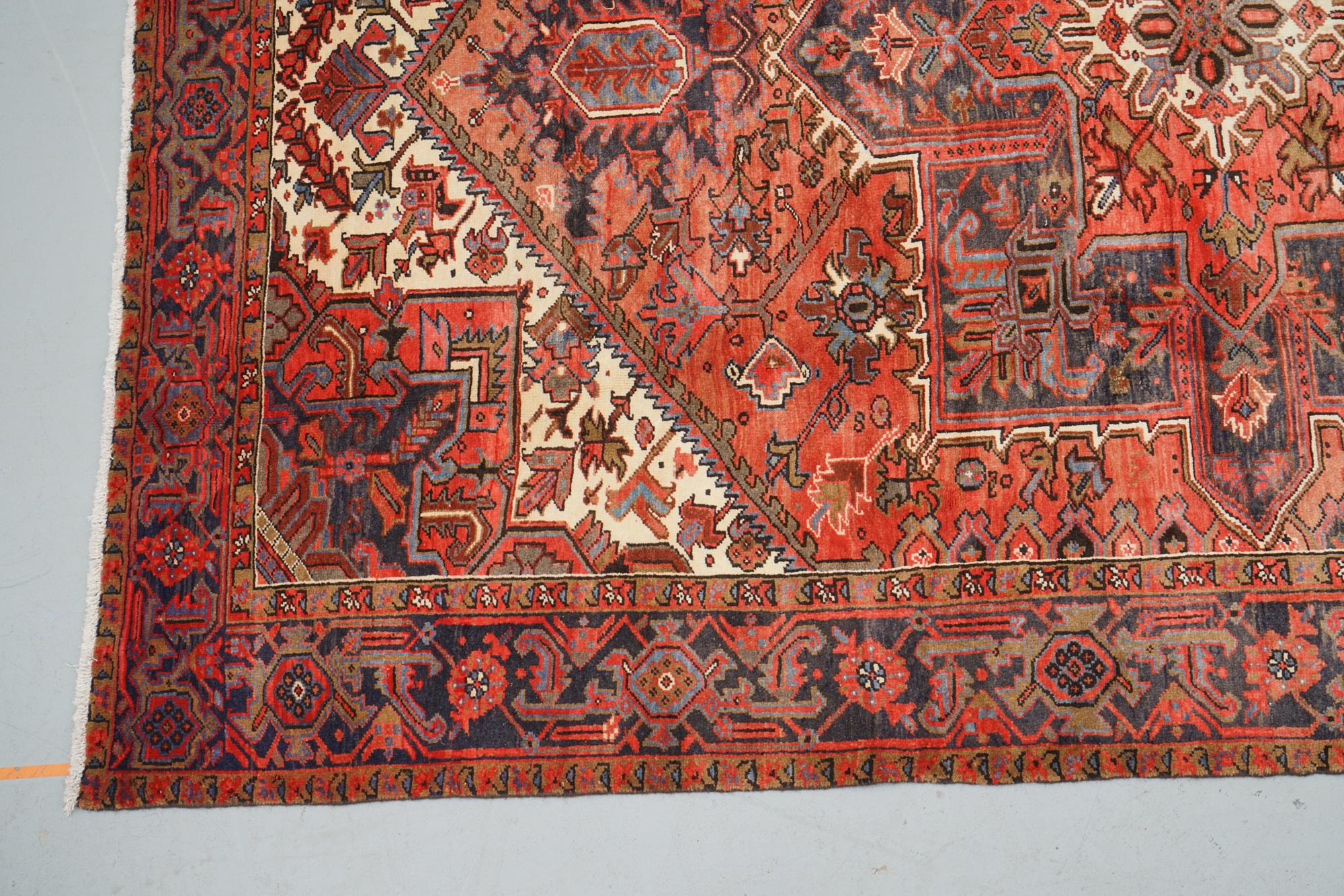 Hand-Knotted Persian Heriz Wool Area Rug