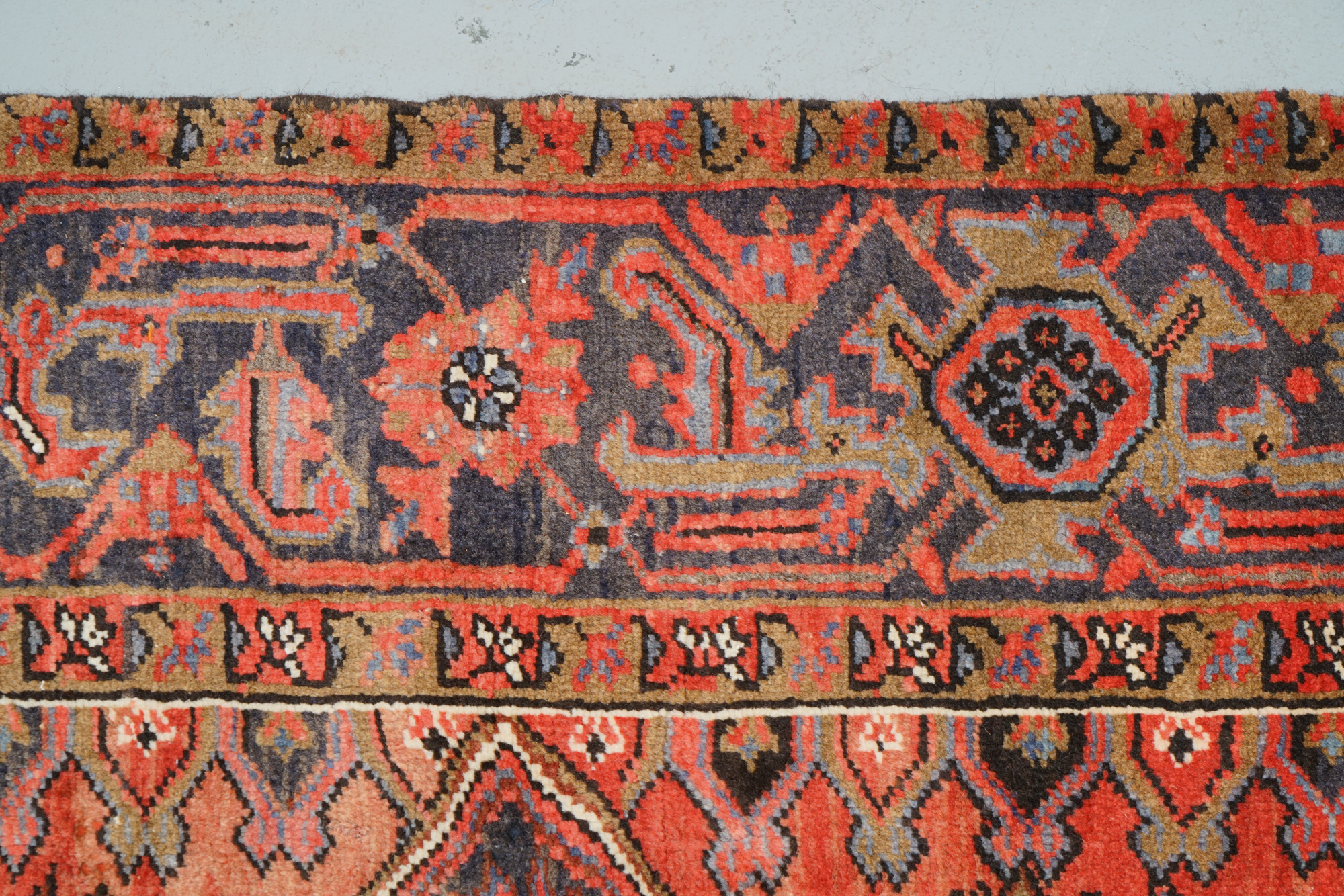 Hand-Knotted Persian Heriz Wool Area Rug