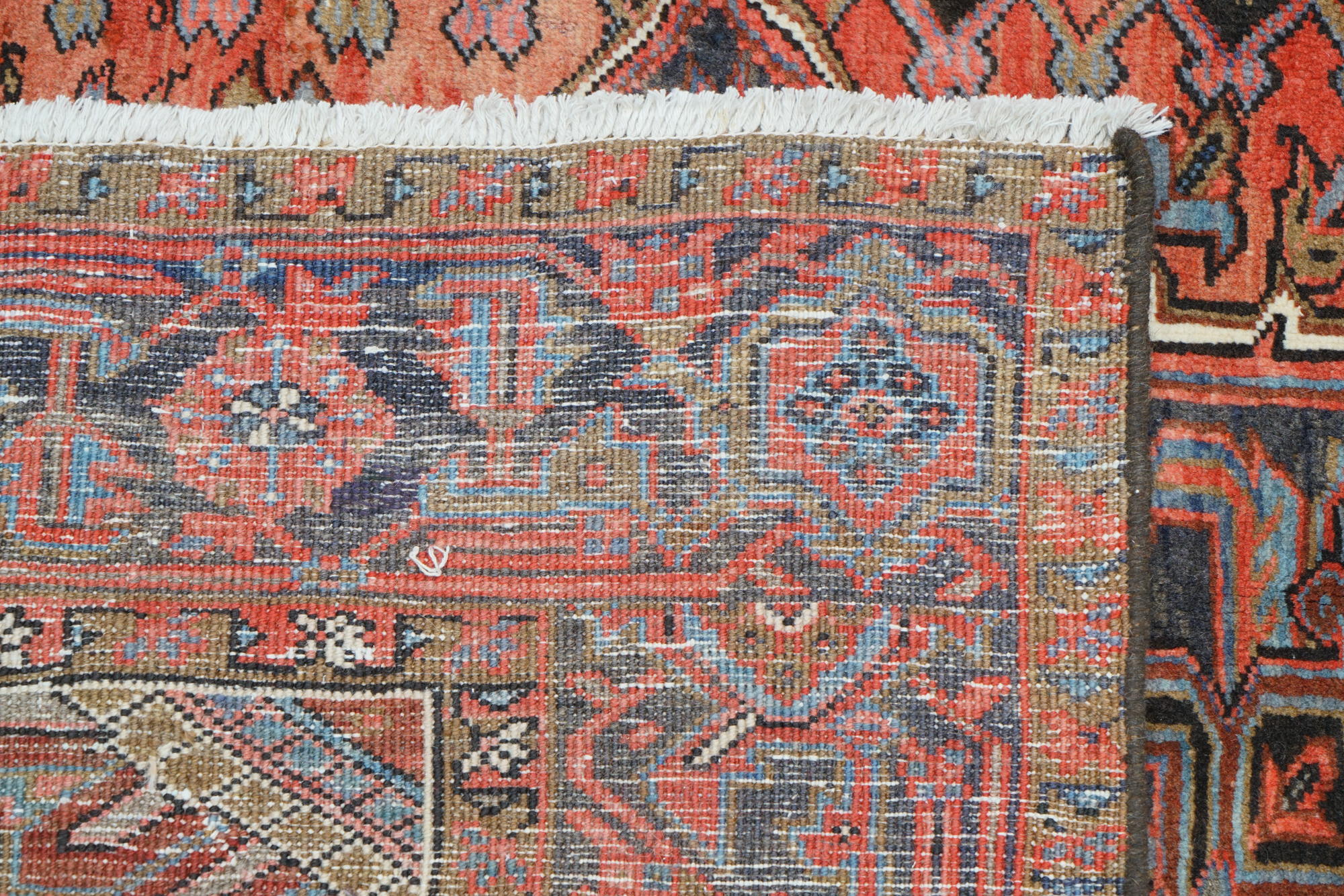 Hand-Knotted Persian Heriz Wool Area Rug